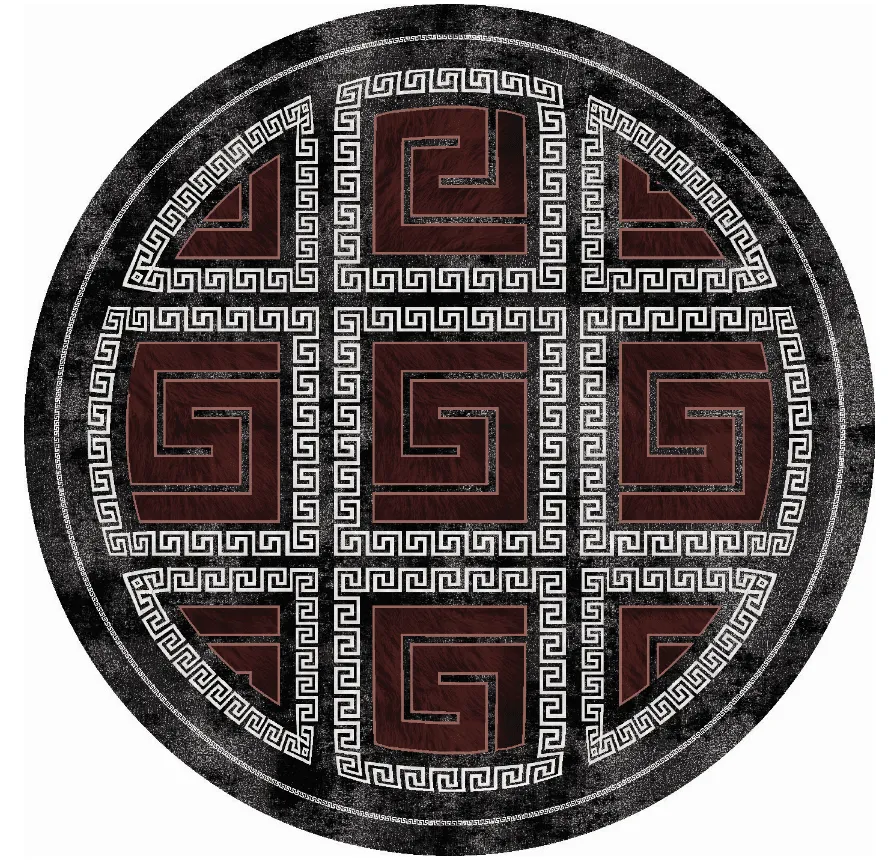 Rund Teppich - Milos (schwarz/rot)