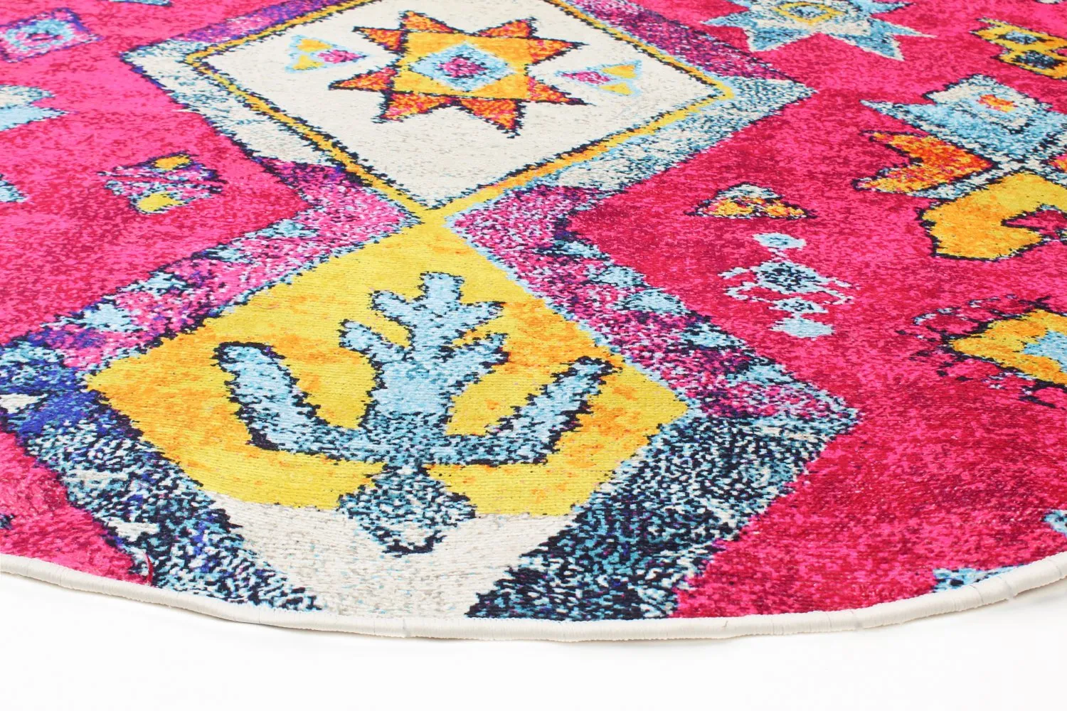 Rund Teppich - Misare (rosa/bunt)