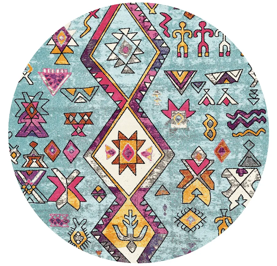Rund Teppich - Misare (blau/bunt)