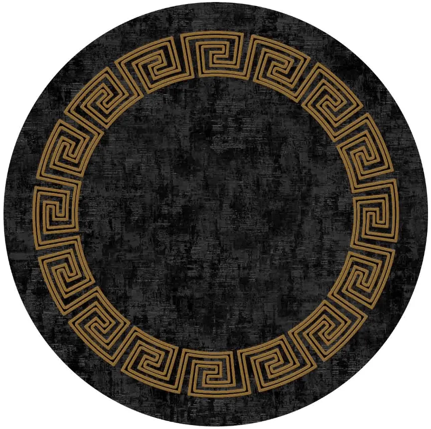 Rund Teppich - Myra (schwarz/gold)