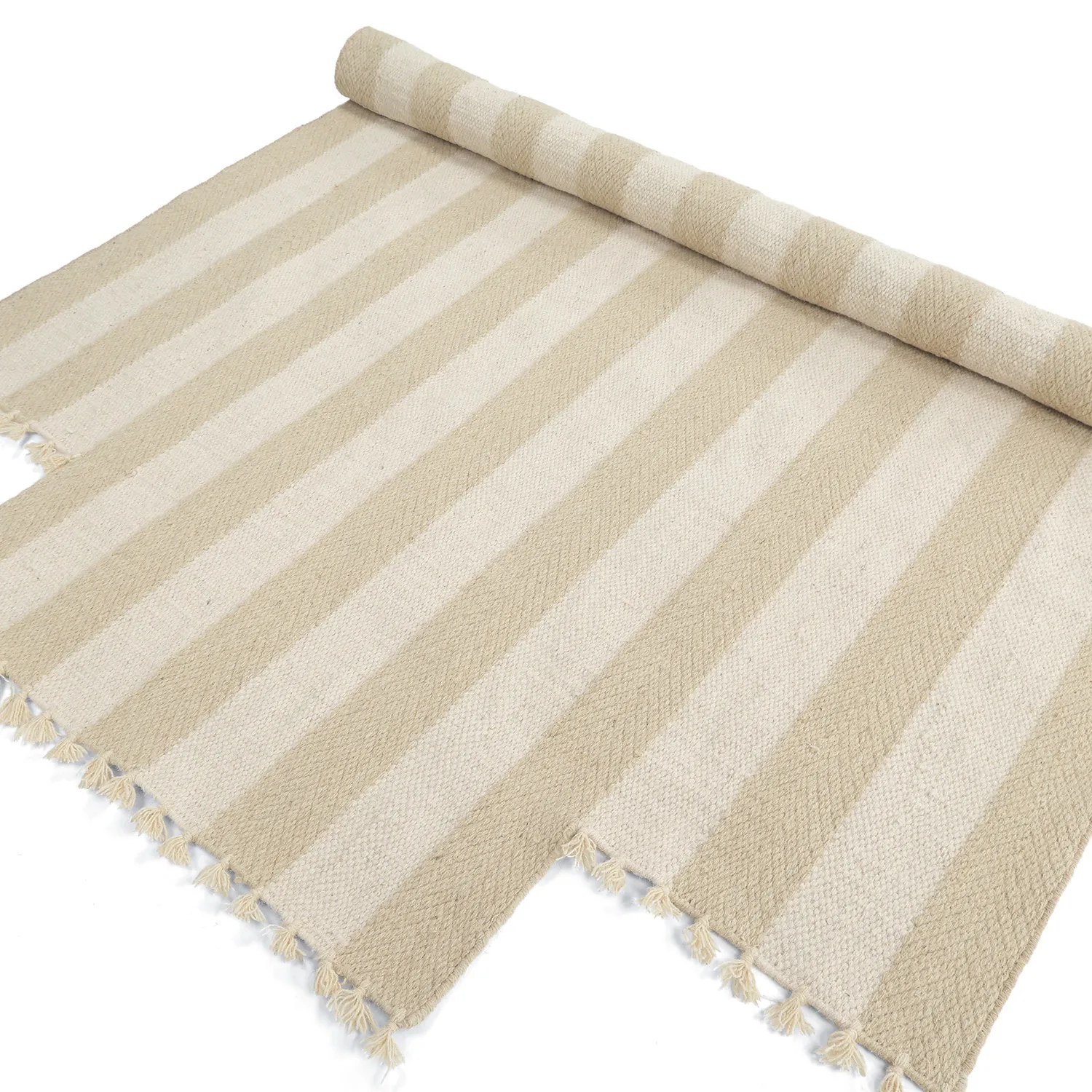 Unregelmäßiger Wollteppich - Kystaro (creme/beige)
