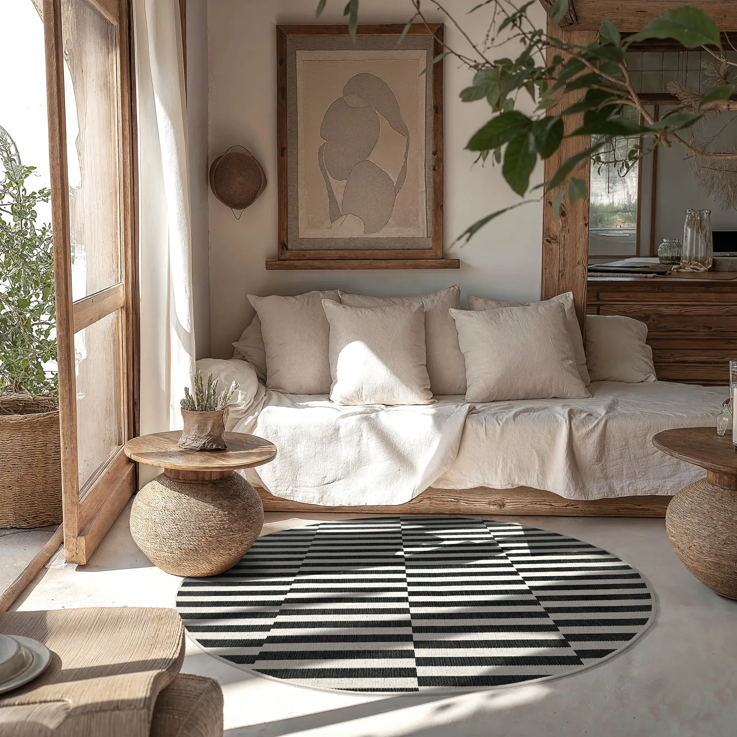 Rund Teppich - Indoor/Outdoor Otto (schwarz)