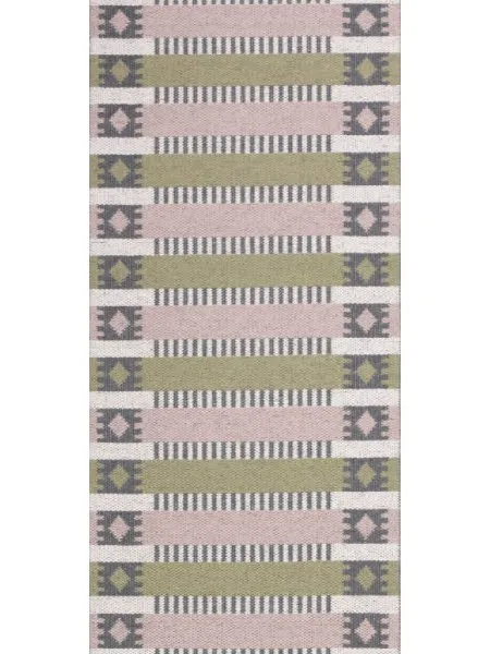 Kunststoffteppiche - Der Horred-Teppich Märta (olive/rosa)
