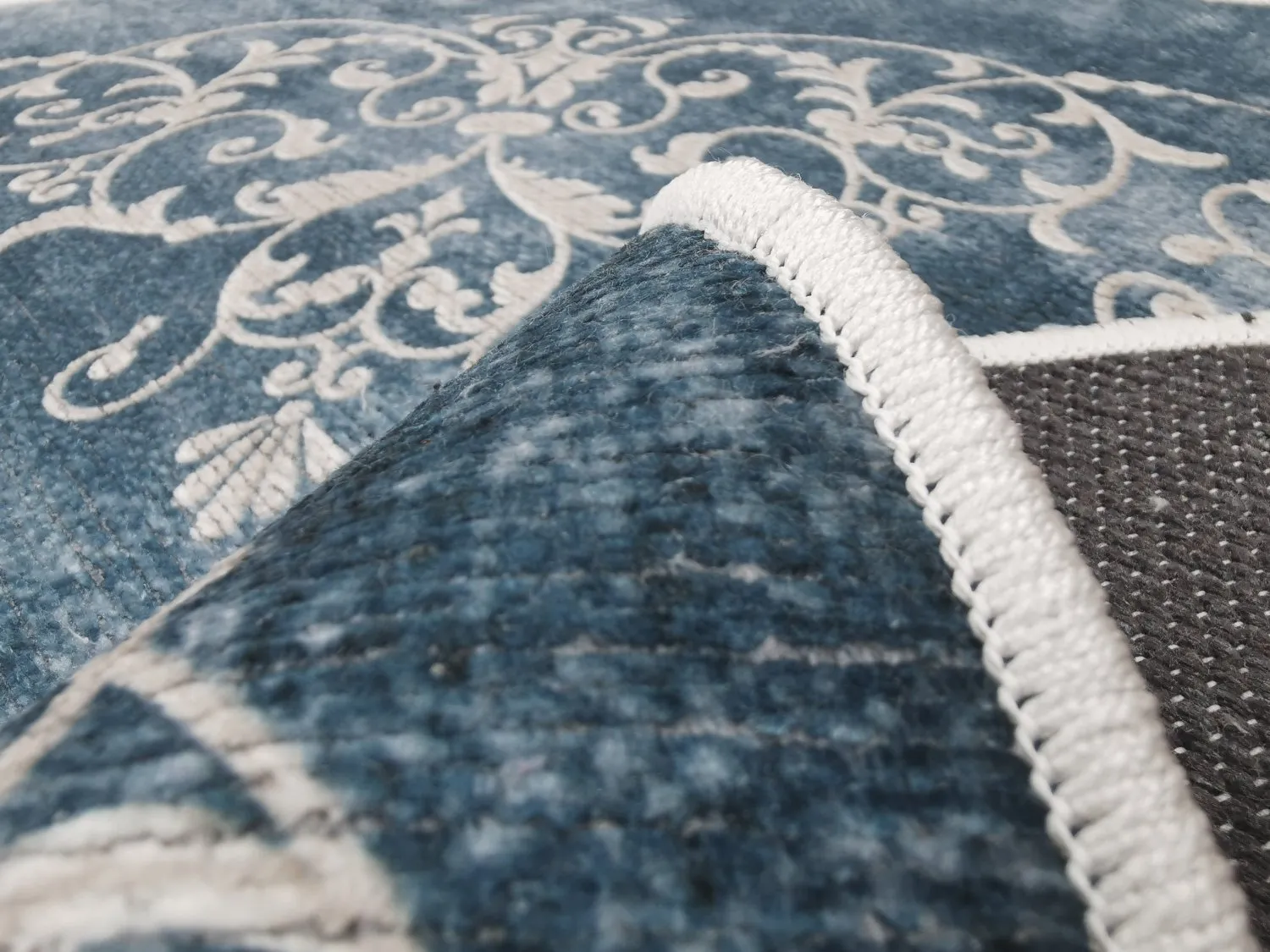 Rund Teppich - Santi (blau/beige)
