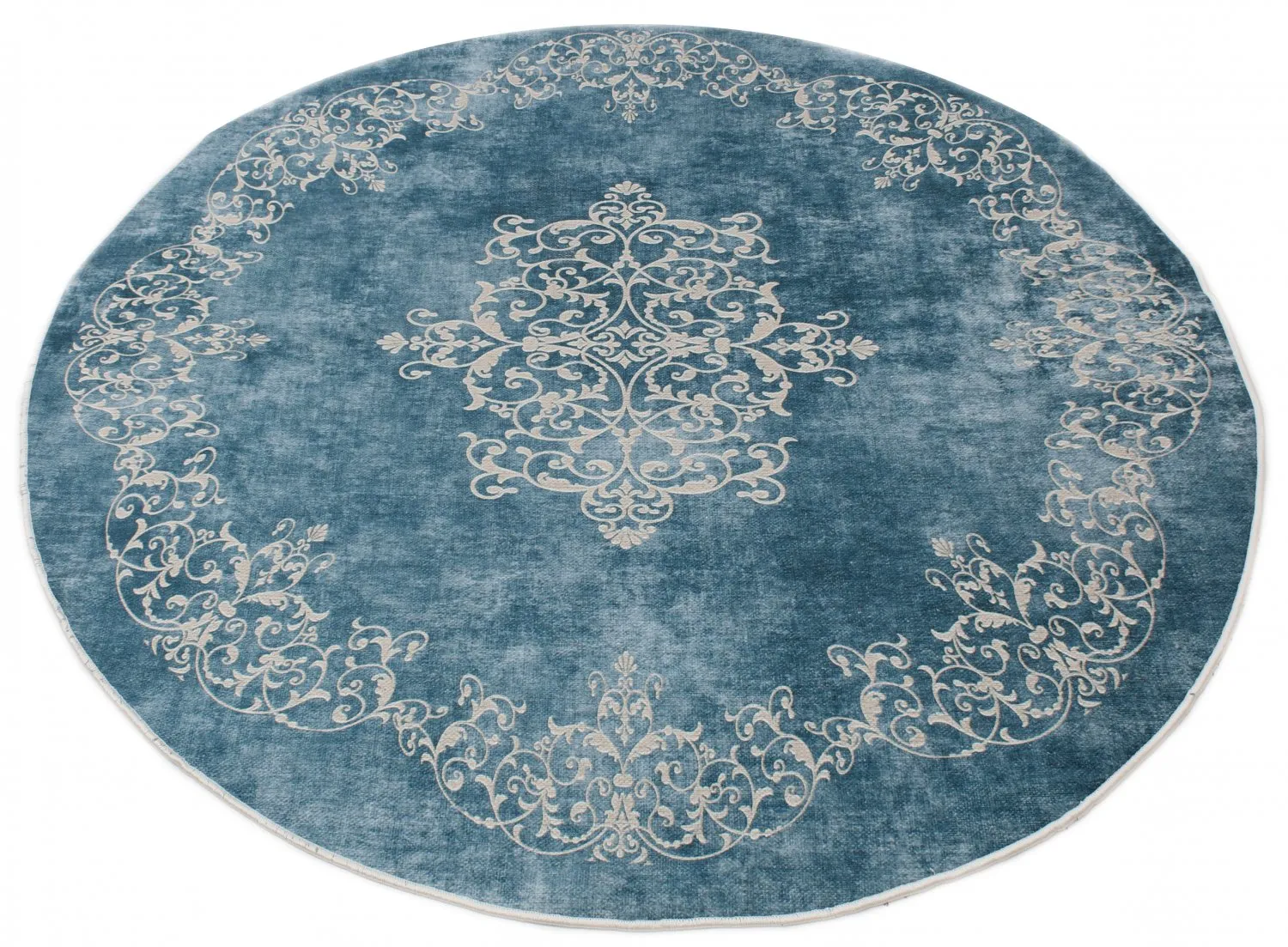 Rund Teppich - Santi (blau/beige)