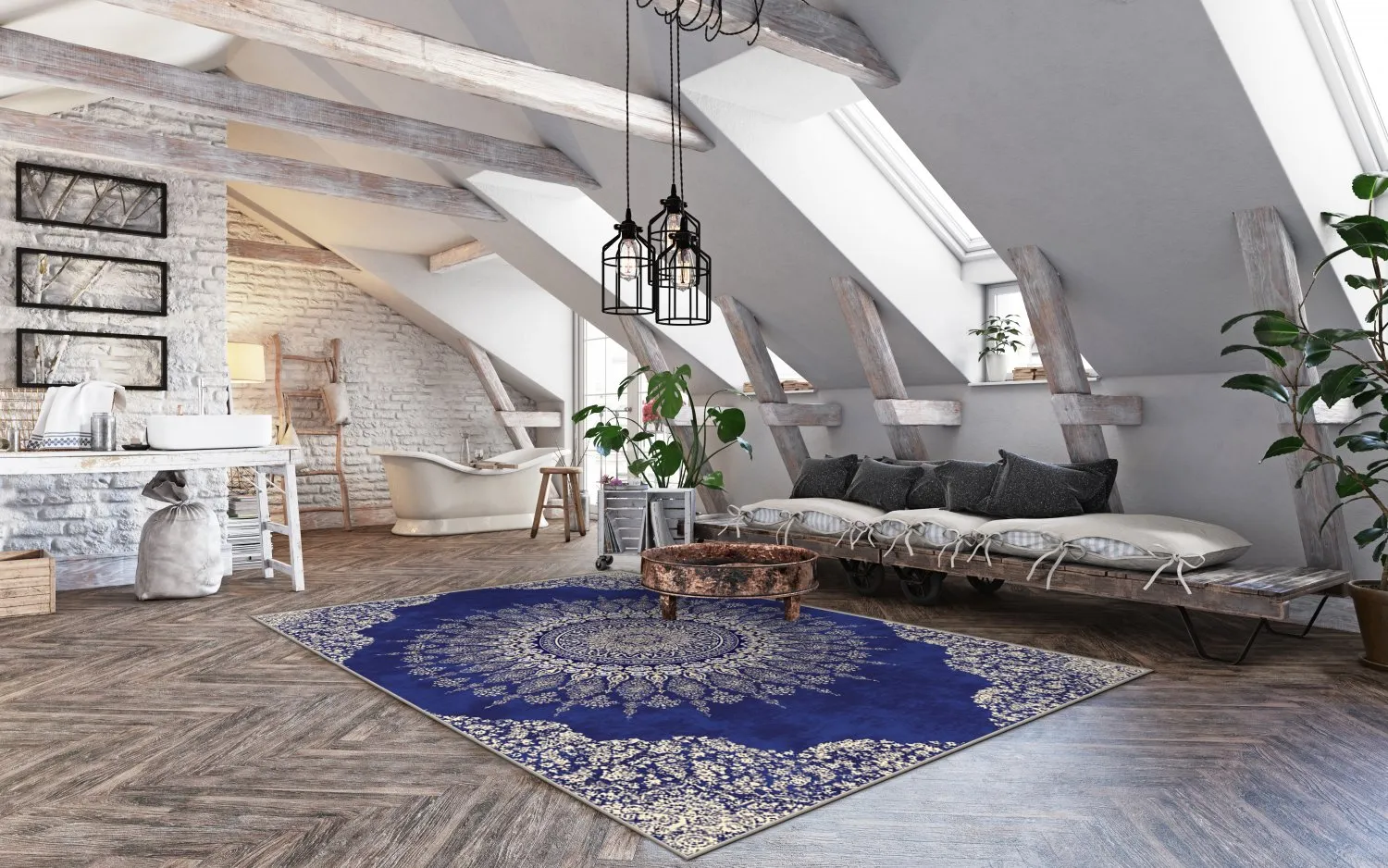 Wilton-Teppich - Sandrigo (blau/beige)