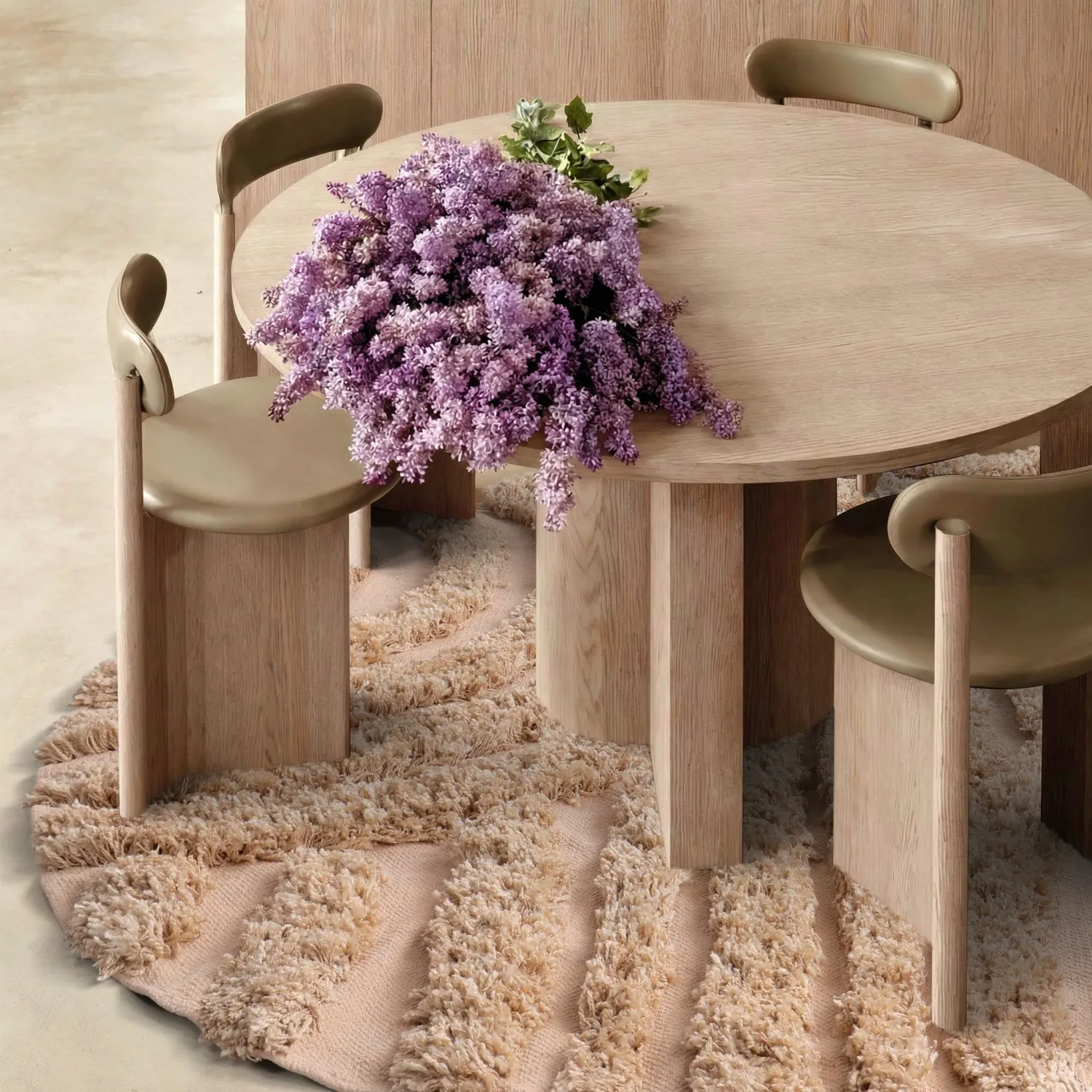 Rund Teppich - Cazorla Natural Cotton Shaggy (beige)