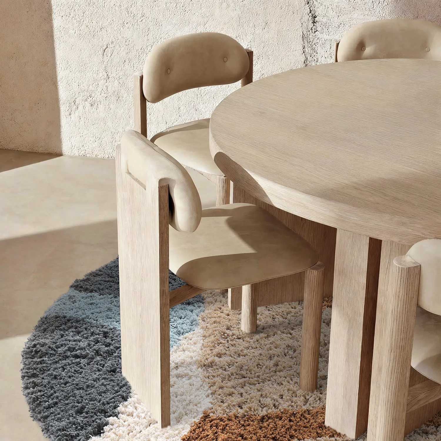 Rund Teppich - Cefalu Natural Cotton Shaggy (mehrfarbig)