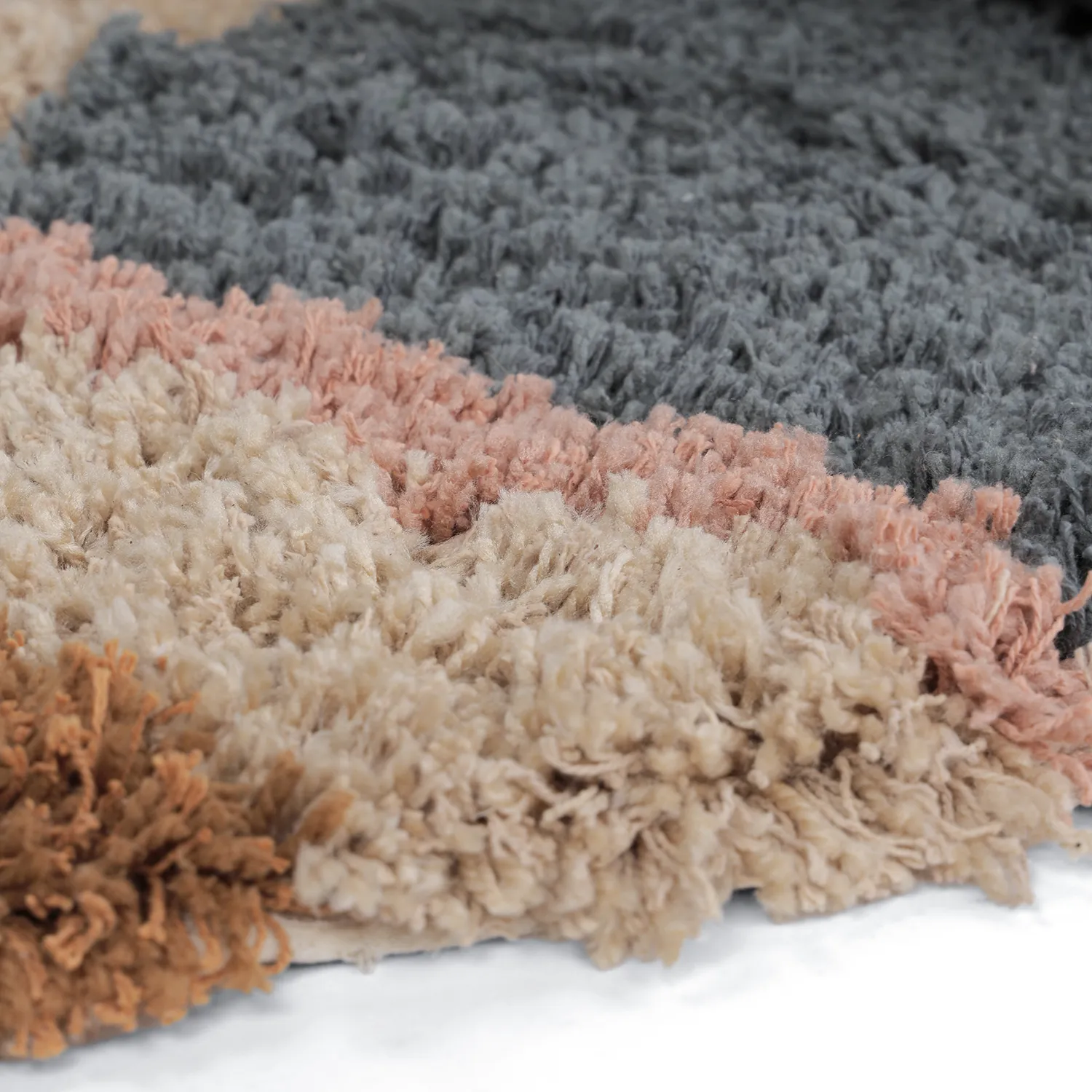 Rund Teppich - Cefalu Natural Cotton Shaggy (mehrfarbig)
