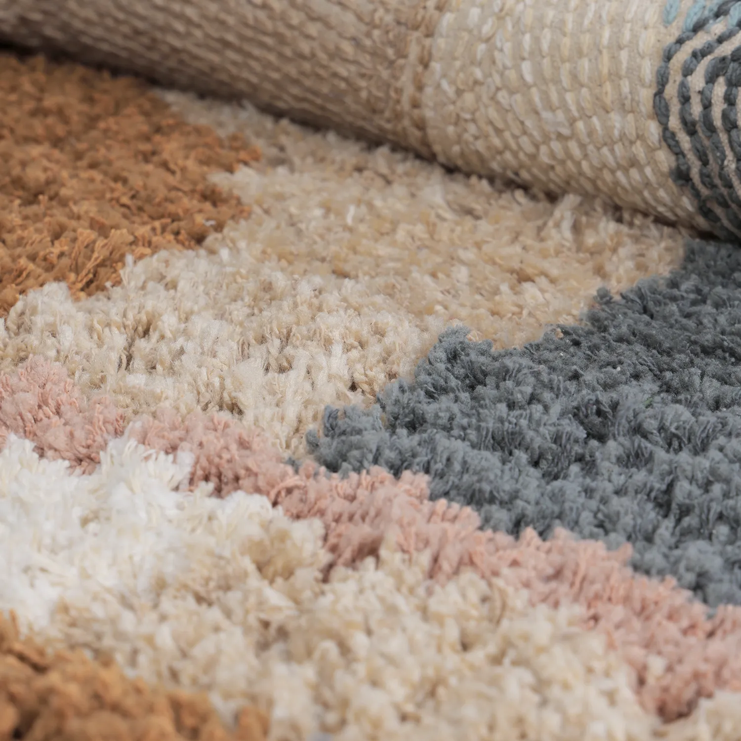 Rund Teppich - Cefalu Natural Cotton Shaggy (mehrfarbig)
