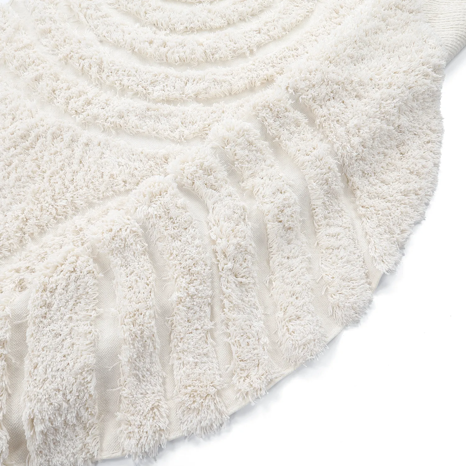Rund Teppich - Lindos Natural Cotton Shaggy (weiß)