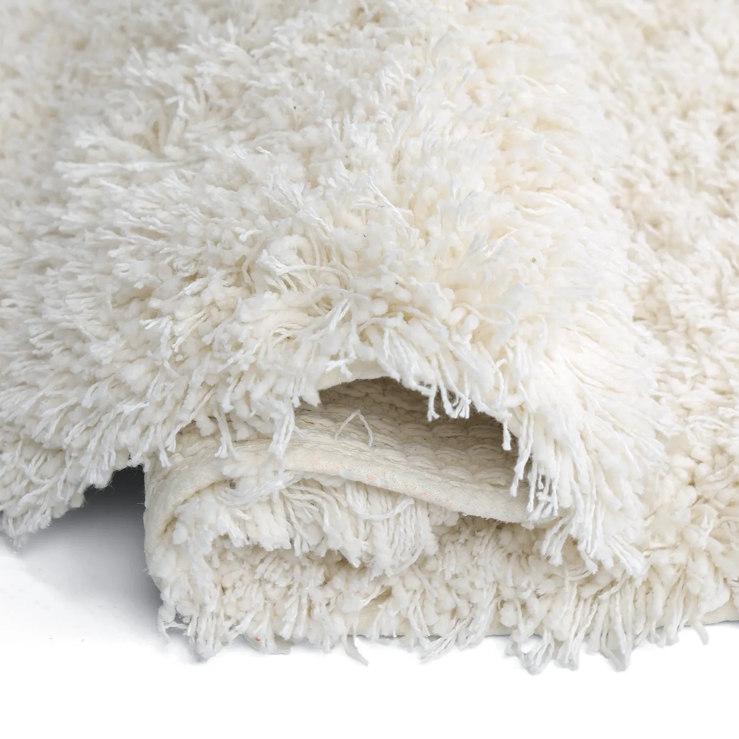 Rund Teppich - Lindos Natural Cotton Shaggy (weiß)