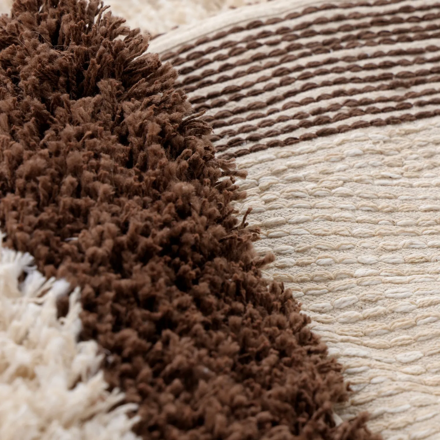 Rund Teppich - Sagres Natural Cotton Shaggy (offwhite/braun)