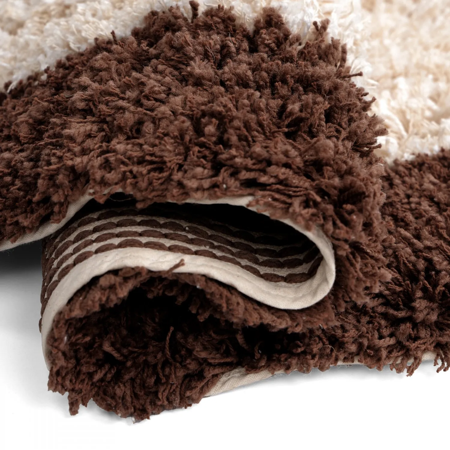 Rund Teppich - Sagres Natural Cotton Shaggy (offwhite/braun)