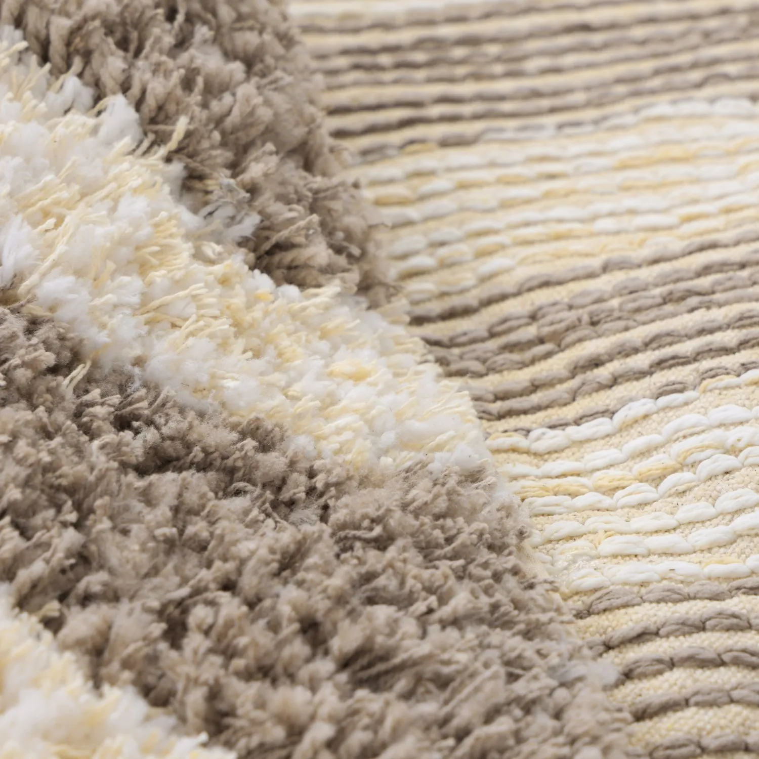 Rund Teppich - Thira Stripe Cotton Shaggy (creme/taupe)