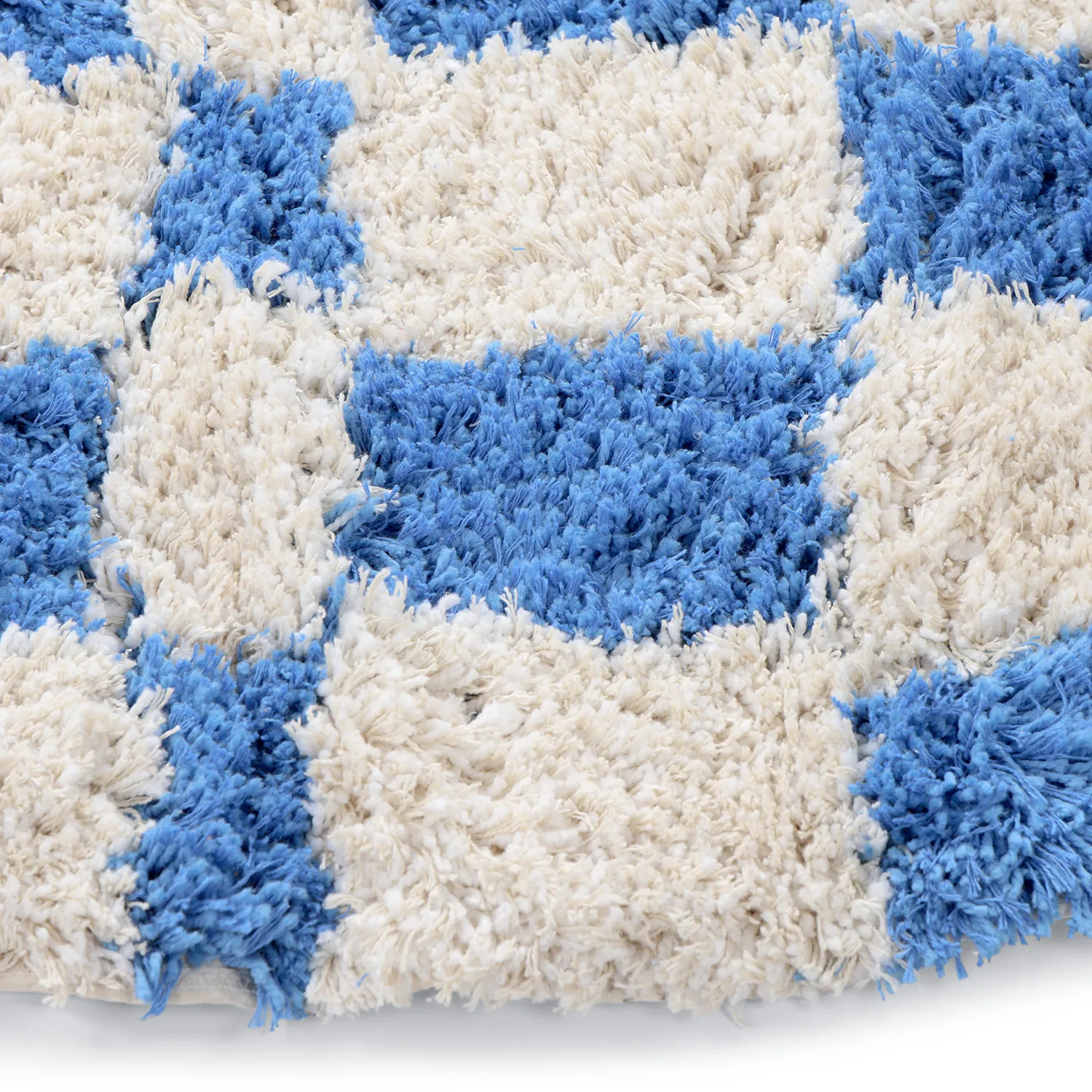 Rund Teppich - Atrani Natural Cotton Shaggy (blau)