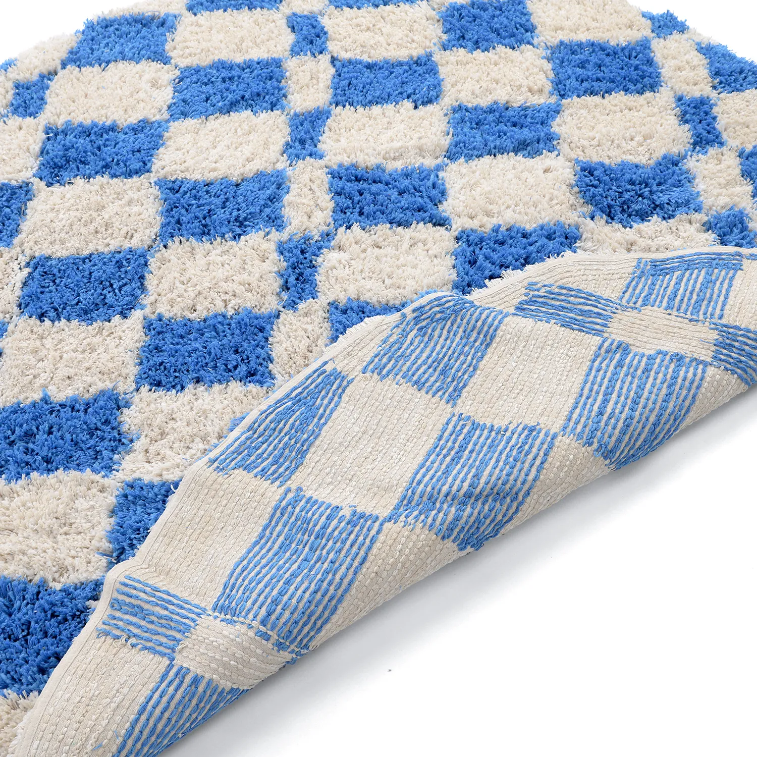 Rund Teppich - Atrani Natural Cotton Shaggy (blau)