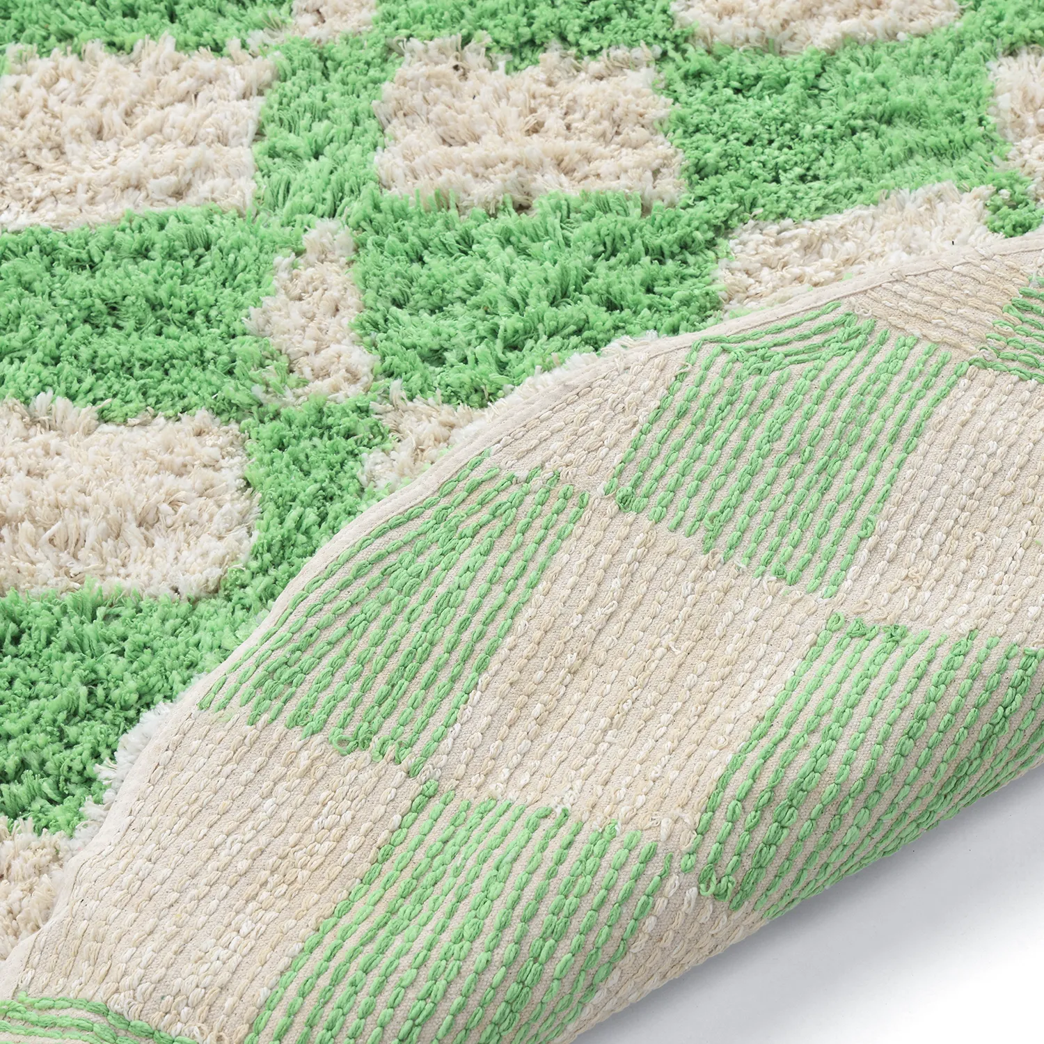 Rund Teppich - Atrani Natural Cotton Shaggy (grün)
