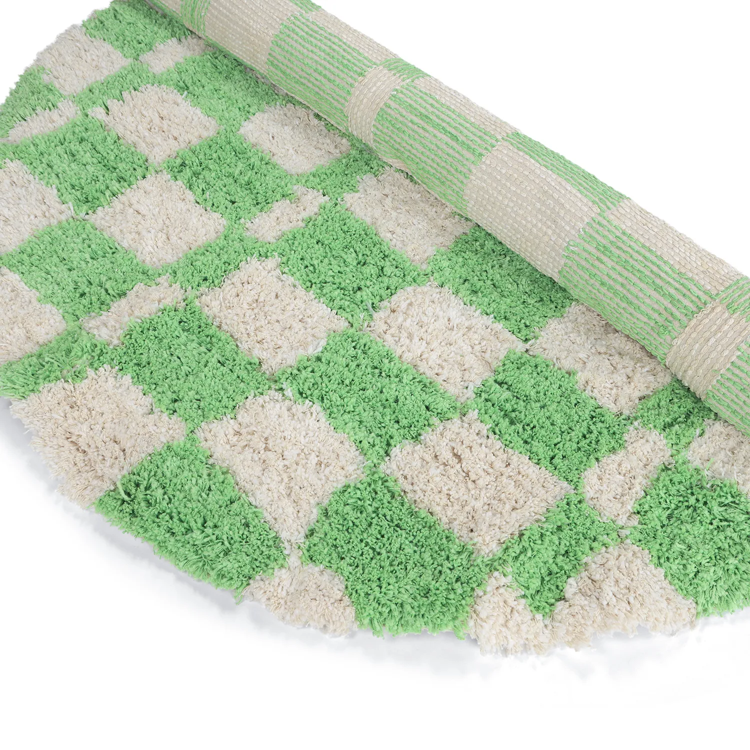 Rund Teppich - Atrani Natural Cotton Shaggy (grün)