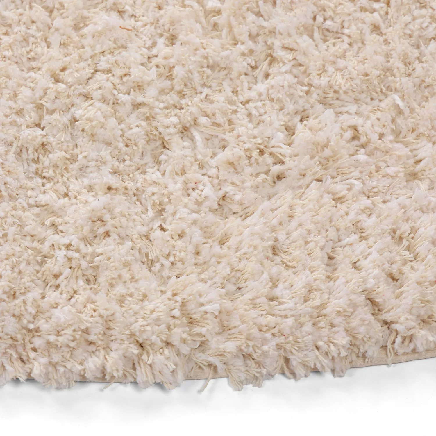 Rund Teppich - Begur Natural Cotton Shaggy (offwhite/burgunder)