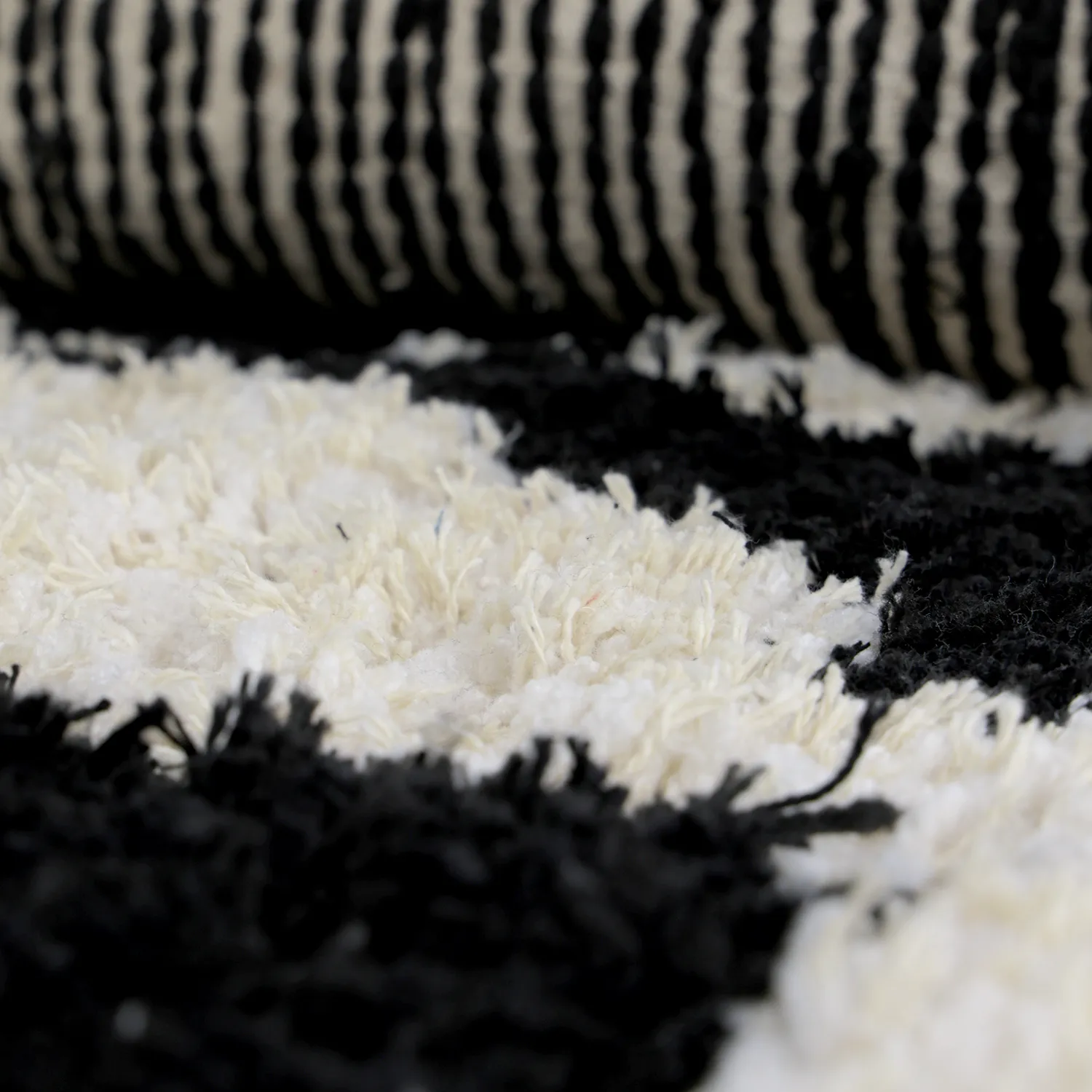 Rund Teppich - Marvao Natural Cotton Shaggy (offwhite/schwarz)