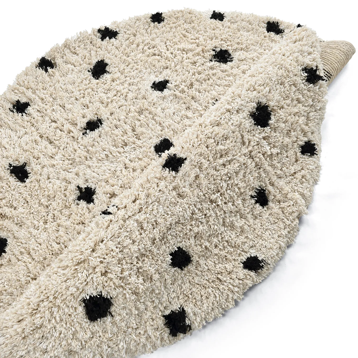 Rund Teppich - Soria Natural Cotton Shaggy (offwhite/schwarz)