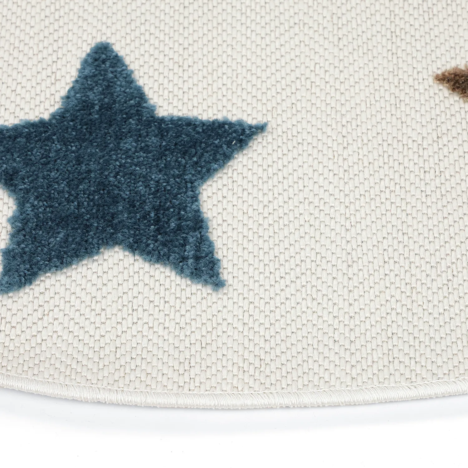Runder Kinderteppich - Stars (creme/mehrfarbig)