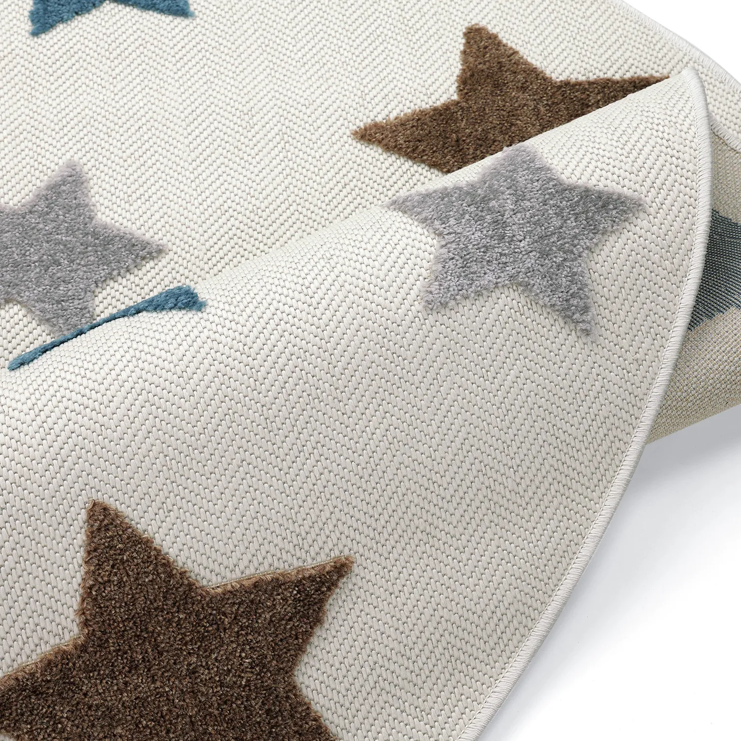 Runder Kinderteppich - Stars (creme/mehrfarbig)