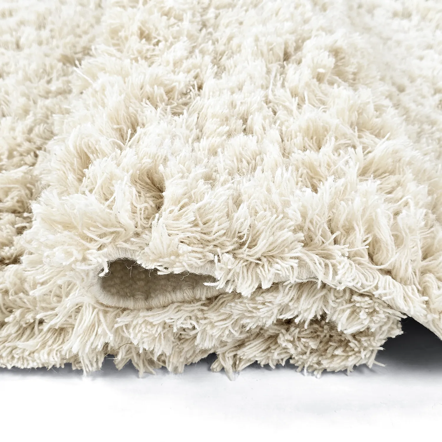 Rund Teppich - Fassale Hand Woven Wool Shaggy (weiß)