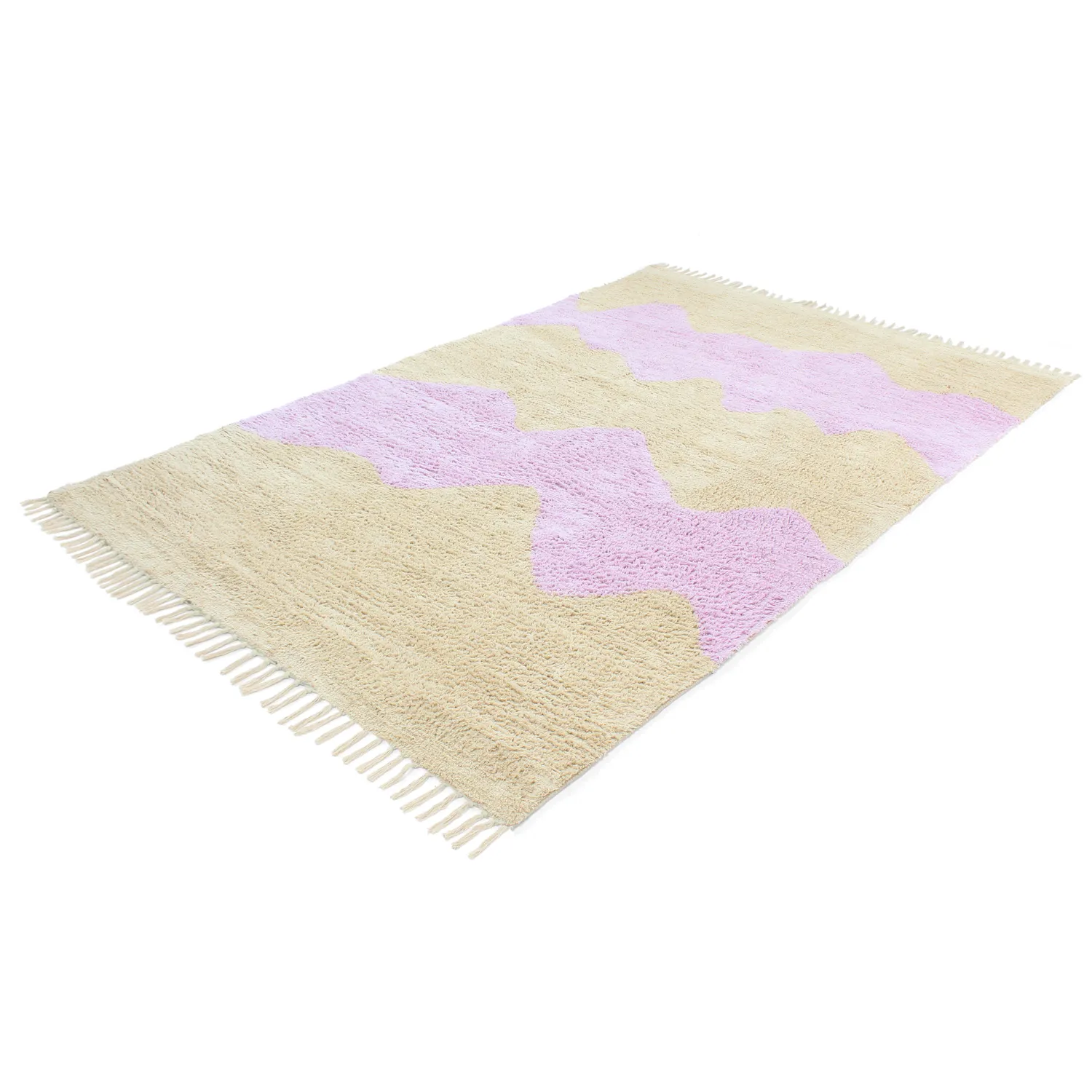 Hochflorteppiche - Amira Natural Cotton Shaggy (beige/lila)