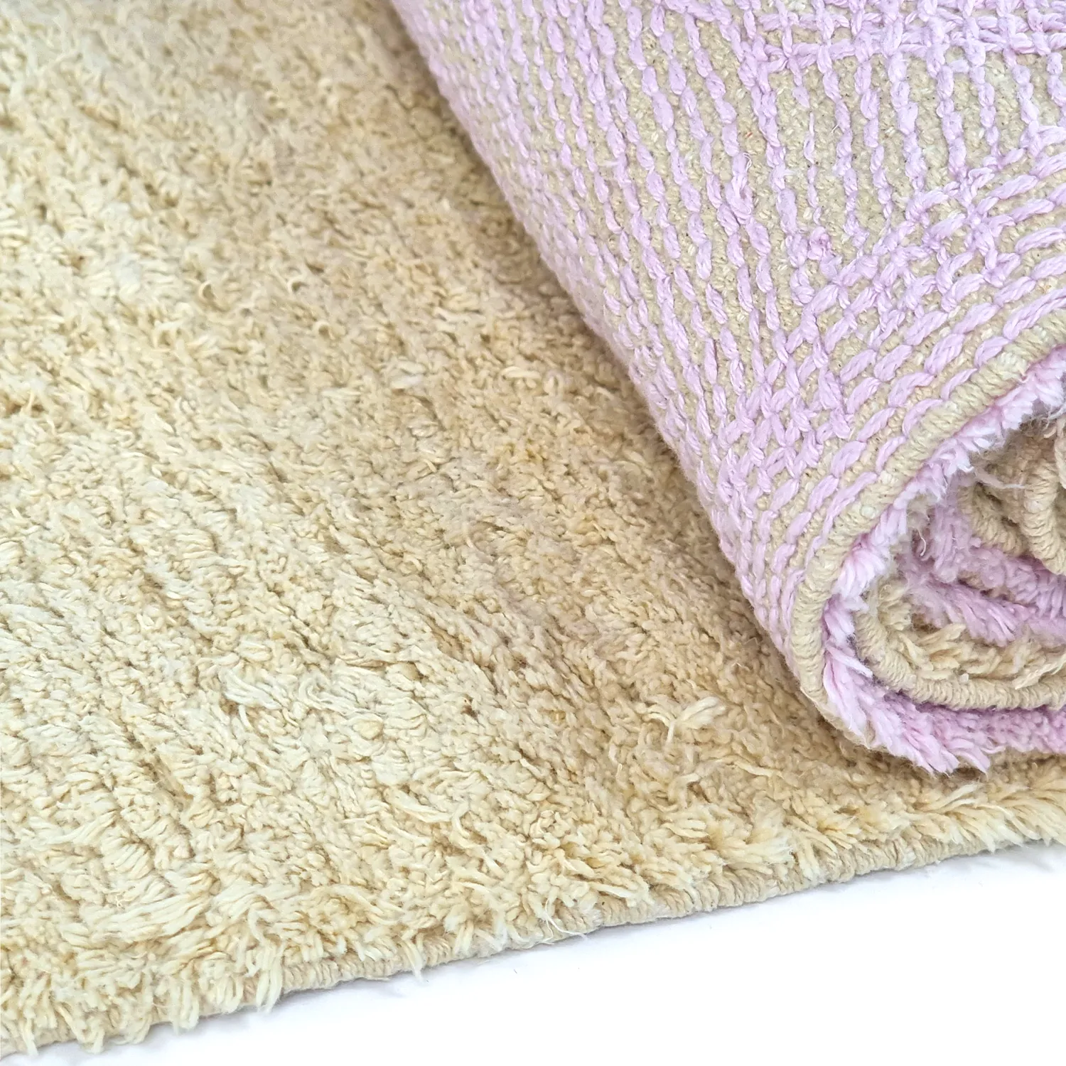 Hochflorteppiche - Amira Natural Cotton Shaggy (beige/lila)