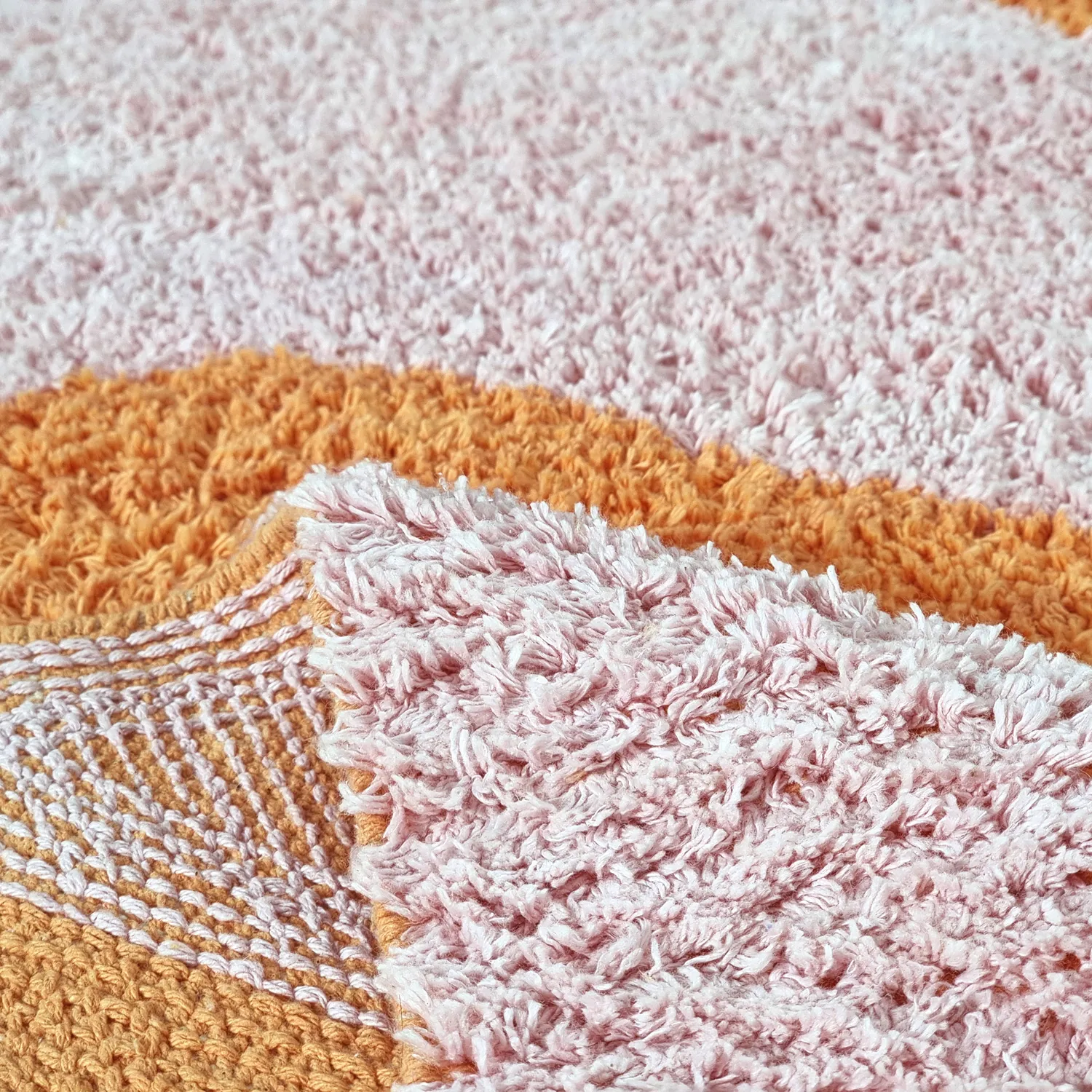 Hochflorteppiche - Amira Natural Cotton Shaggy (orange/rosa)