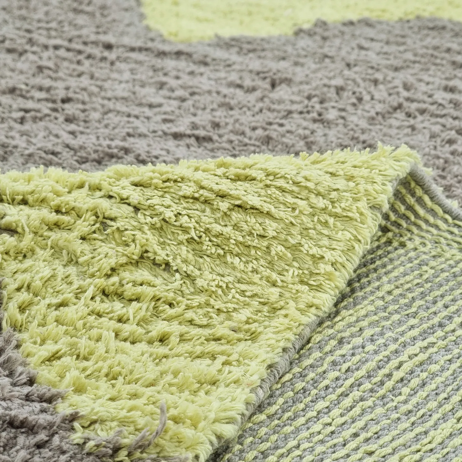 Rund Teppich - Amira Natural Cotton Shaggy (taupe/gelb)