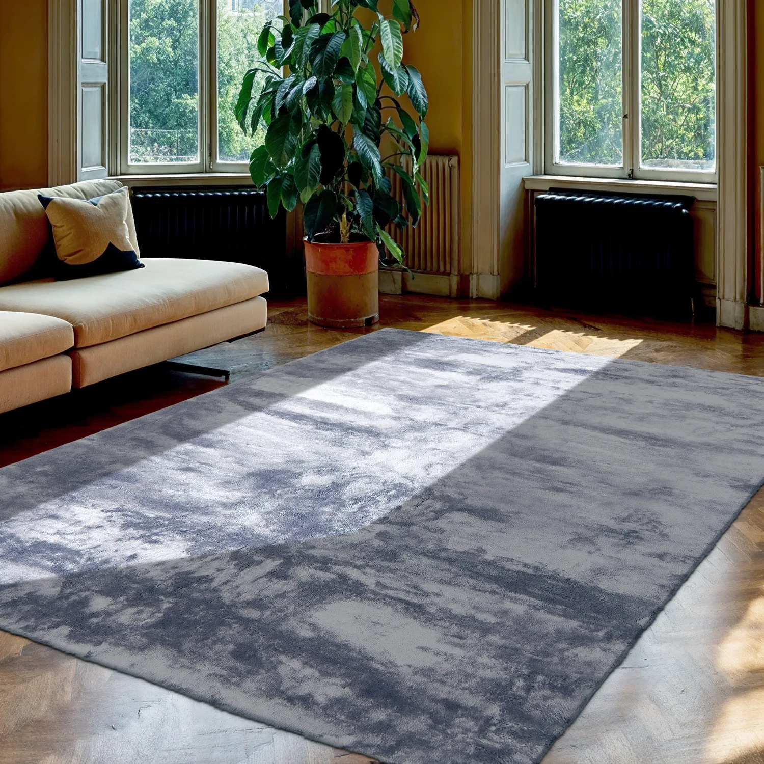 Hochflorteppiche - Aranga Super Soft Fur (stahlblau)