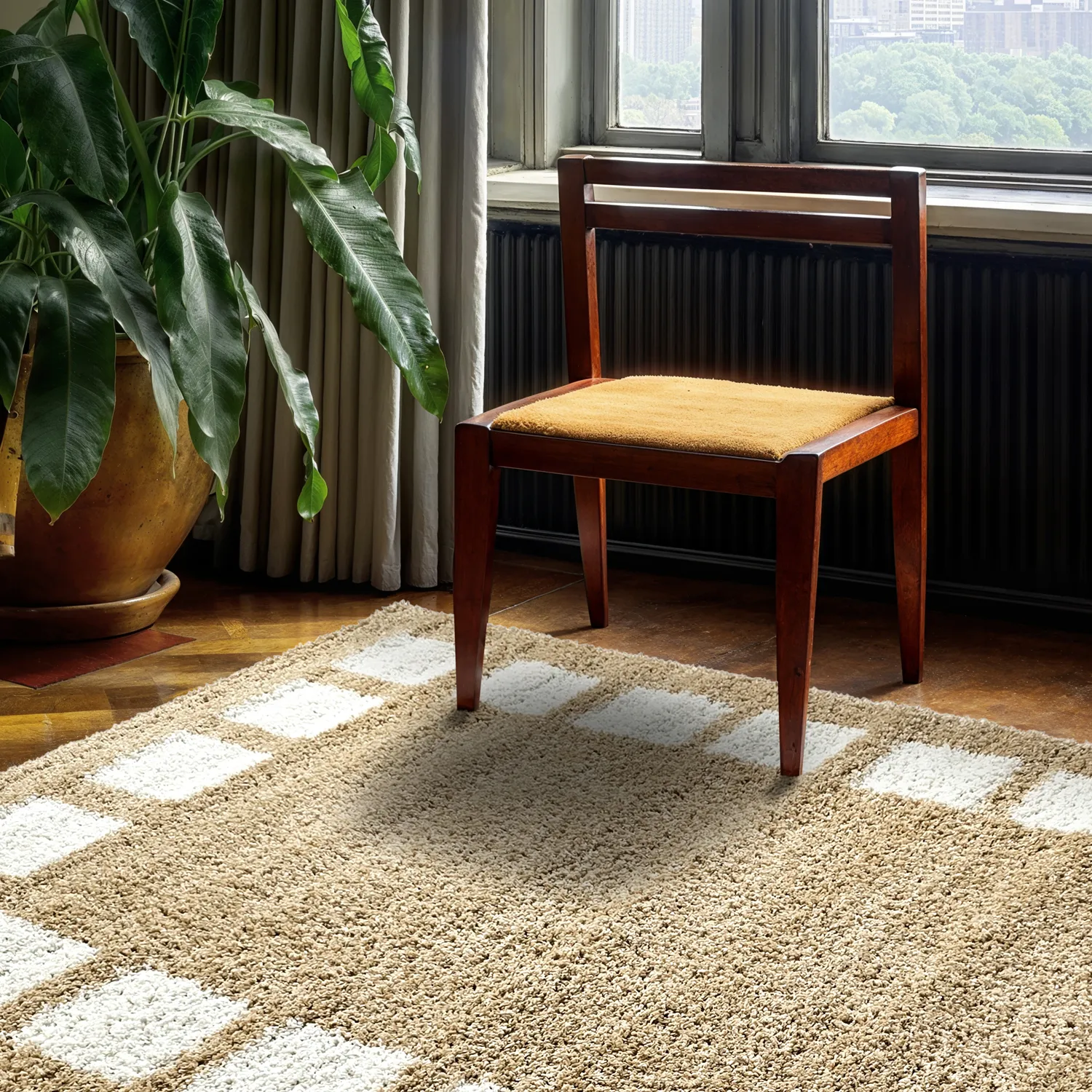 Hochflorteppiche - Asilah (beige/weiß)