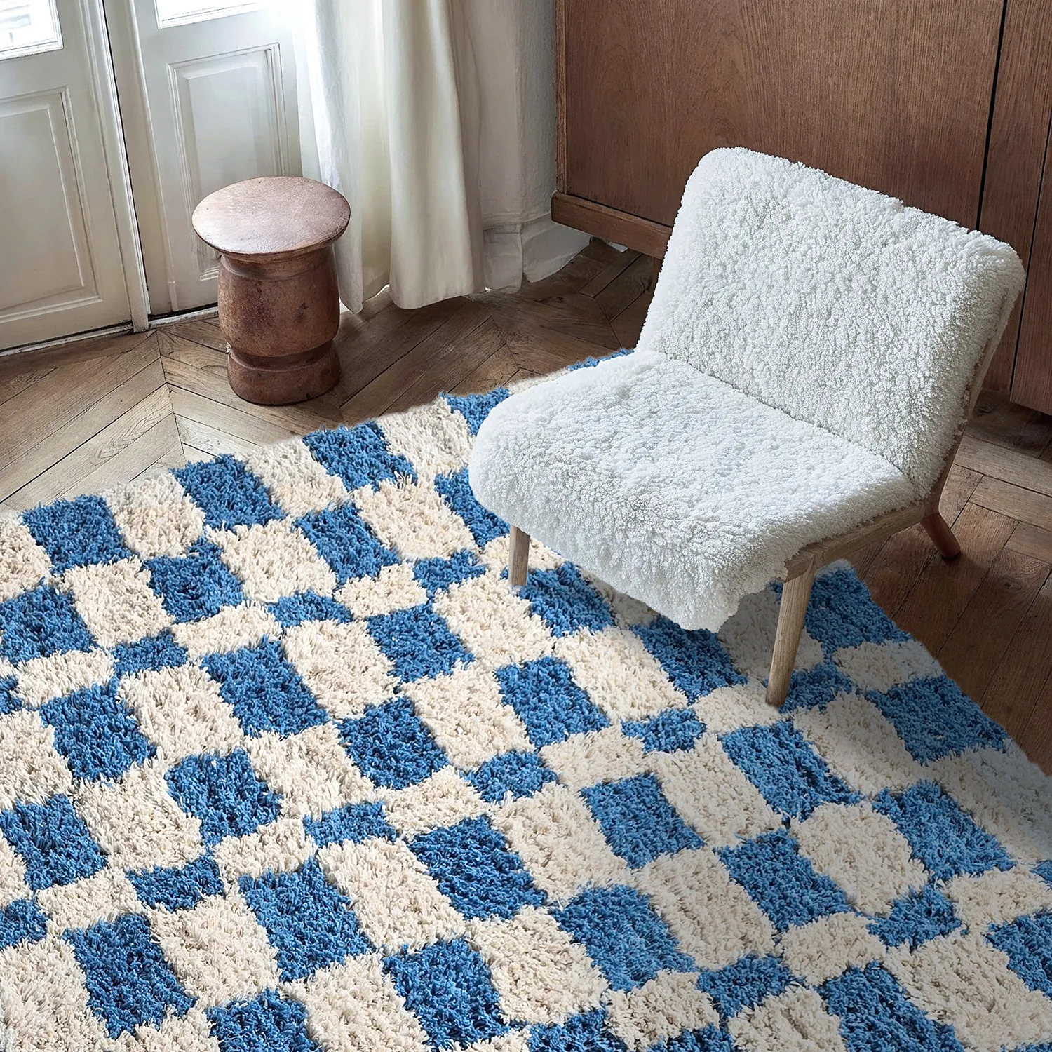 Hochflorteppiche - Atrani Natural Cotton Shaggy (blau)