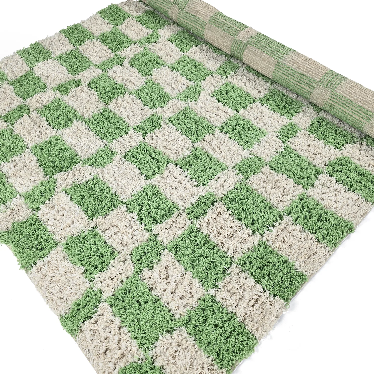 Hochflorteppiche - Atrani Natural Cotton Shaggy (grün)