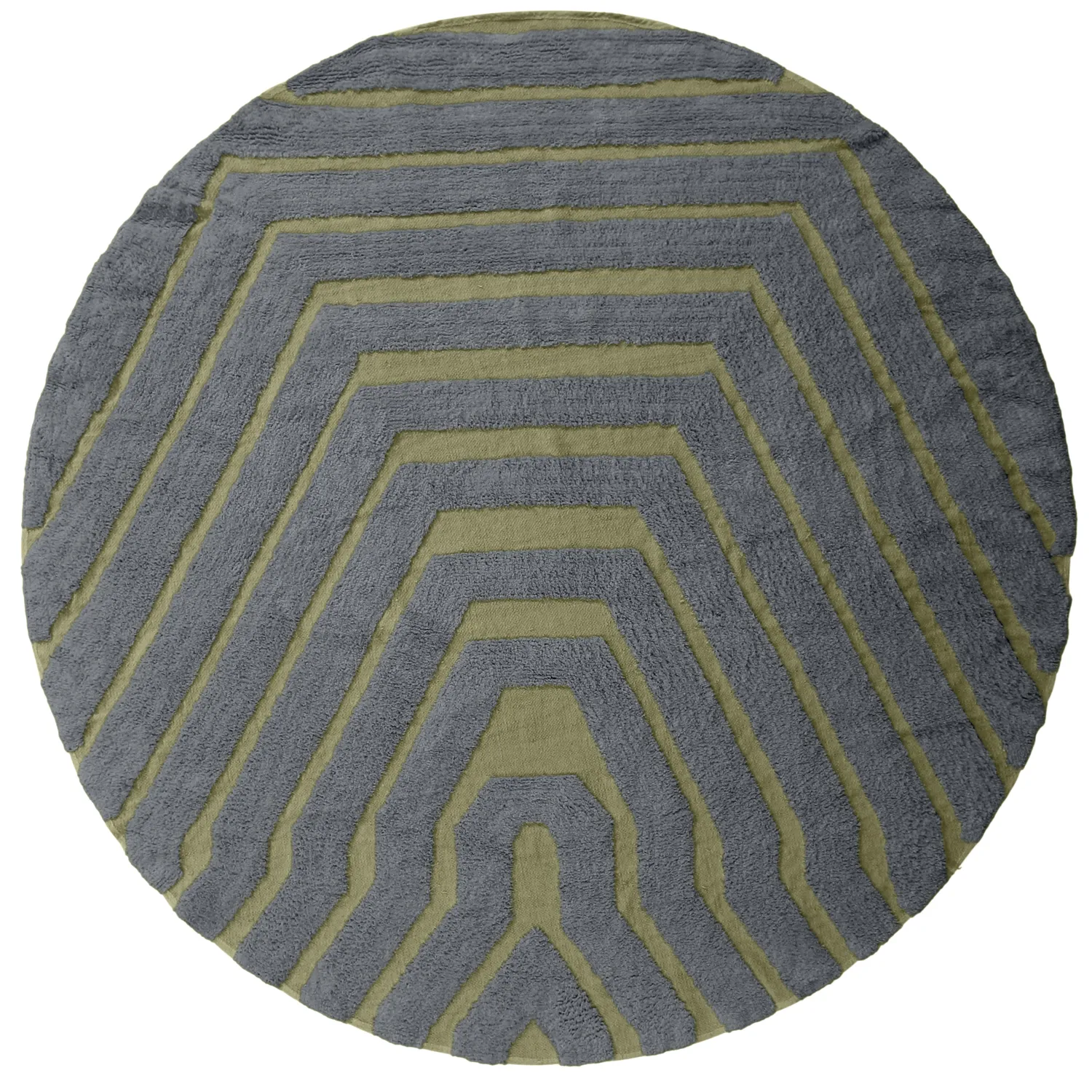 Rund Teppich - Callista Natural Cotton Shaggy (schwarz/grün)