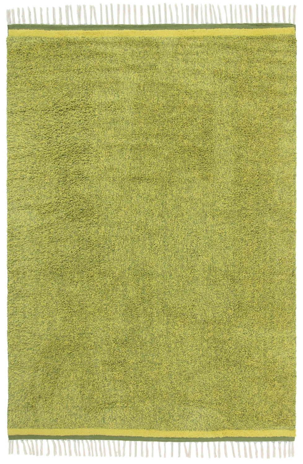 Hochflorteppiche - Celina Natural Cotton Shaggy (grün/gelb)