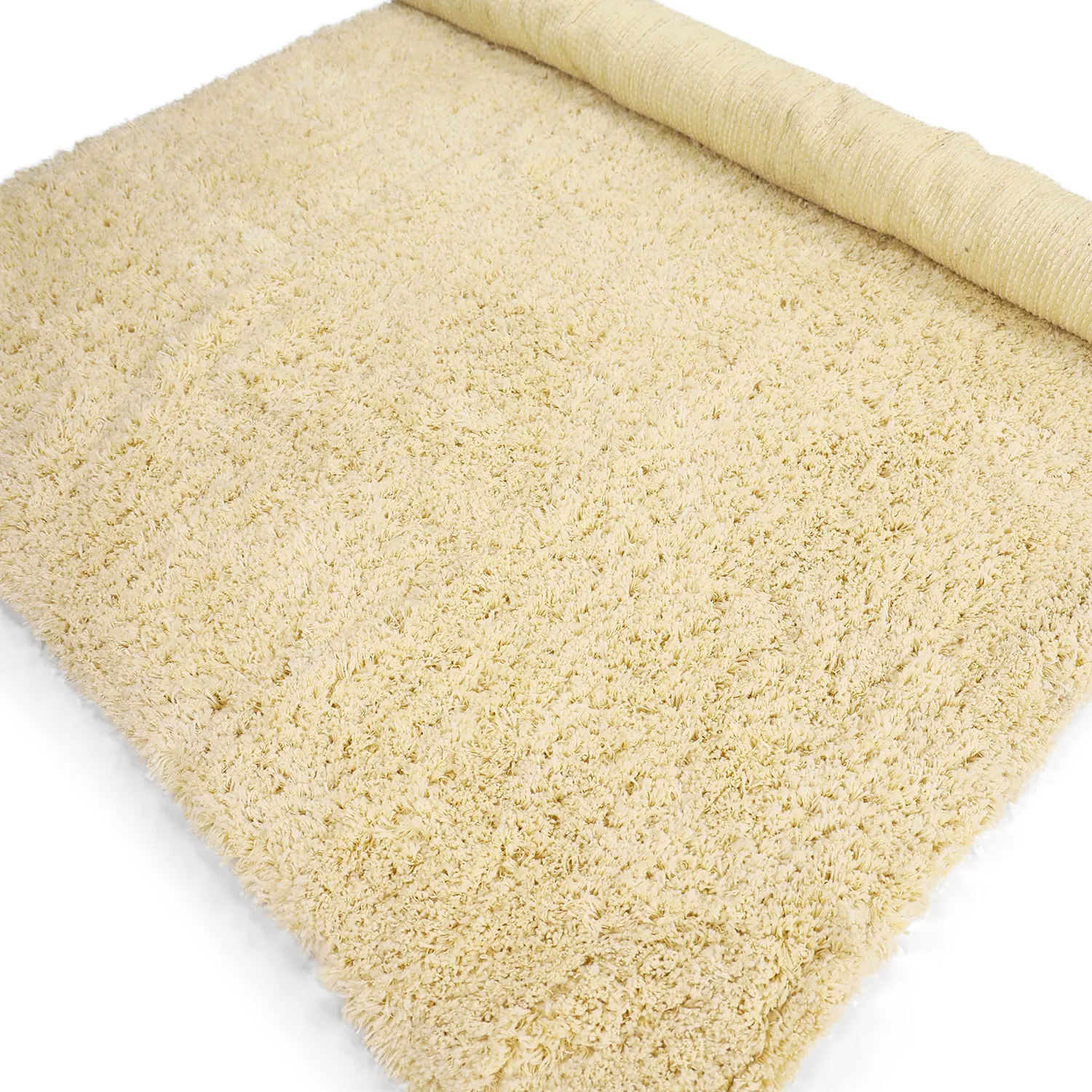 Hochflorteppiche - Combarro Solid Cotton Shaggy (hellgelb)