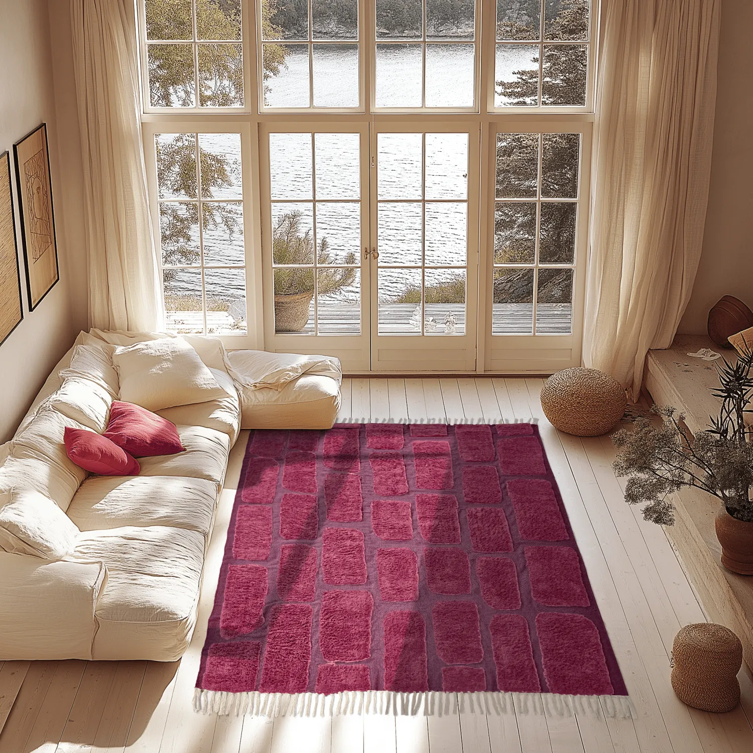 Hochflorteppiche - Cyrus Natural Cotton Shaggy (rot)