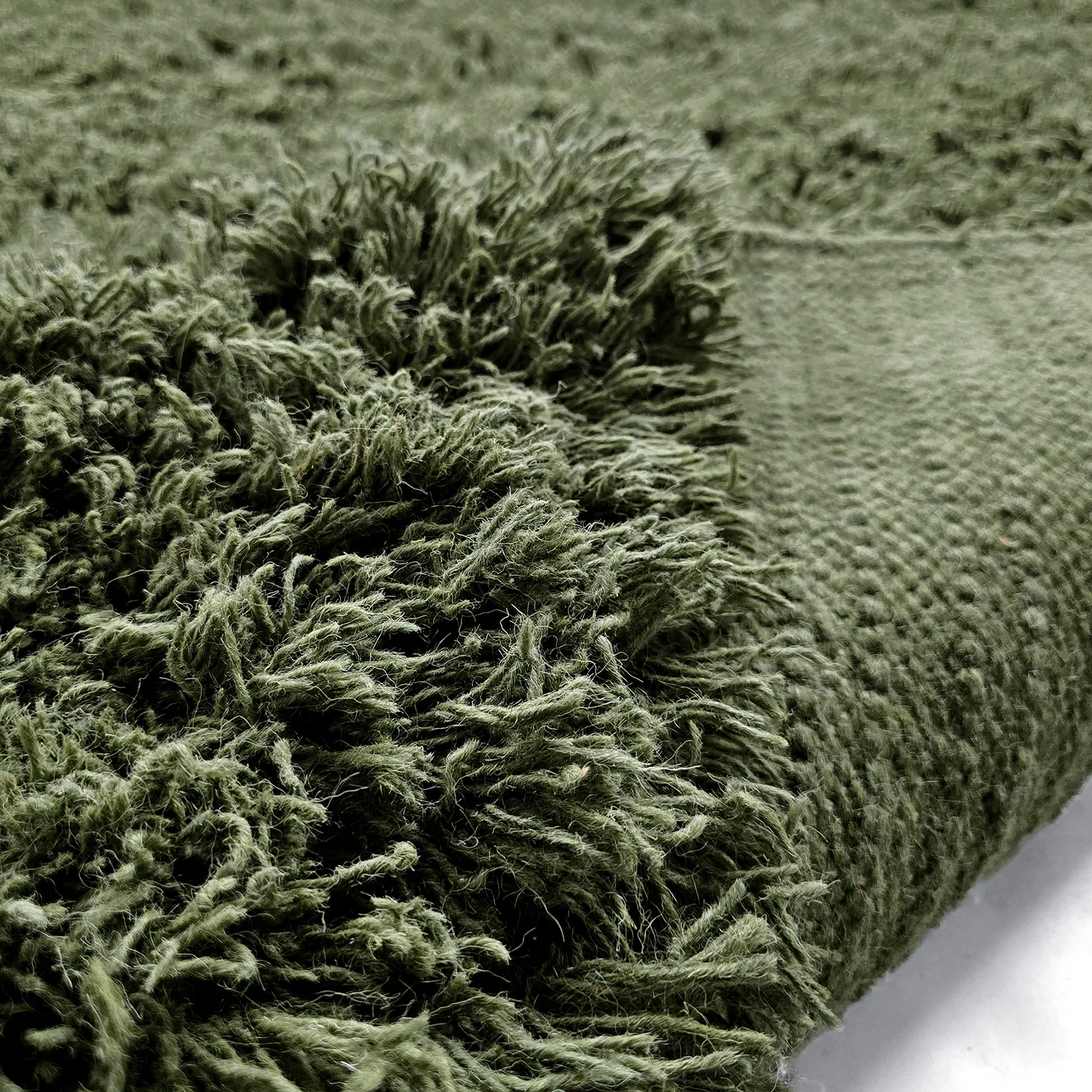 Hochflorteppiche - Fassale Hand Woven Wool Shaggy (moosgrün)
