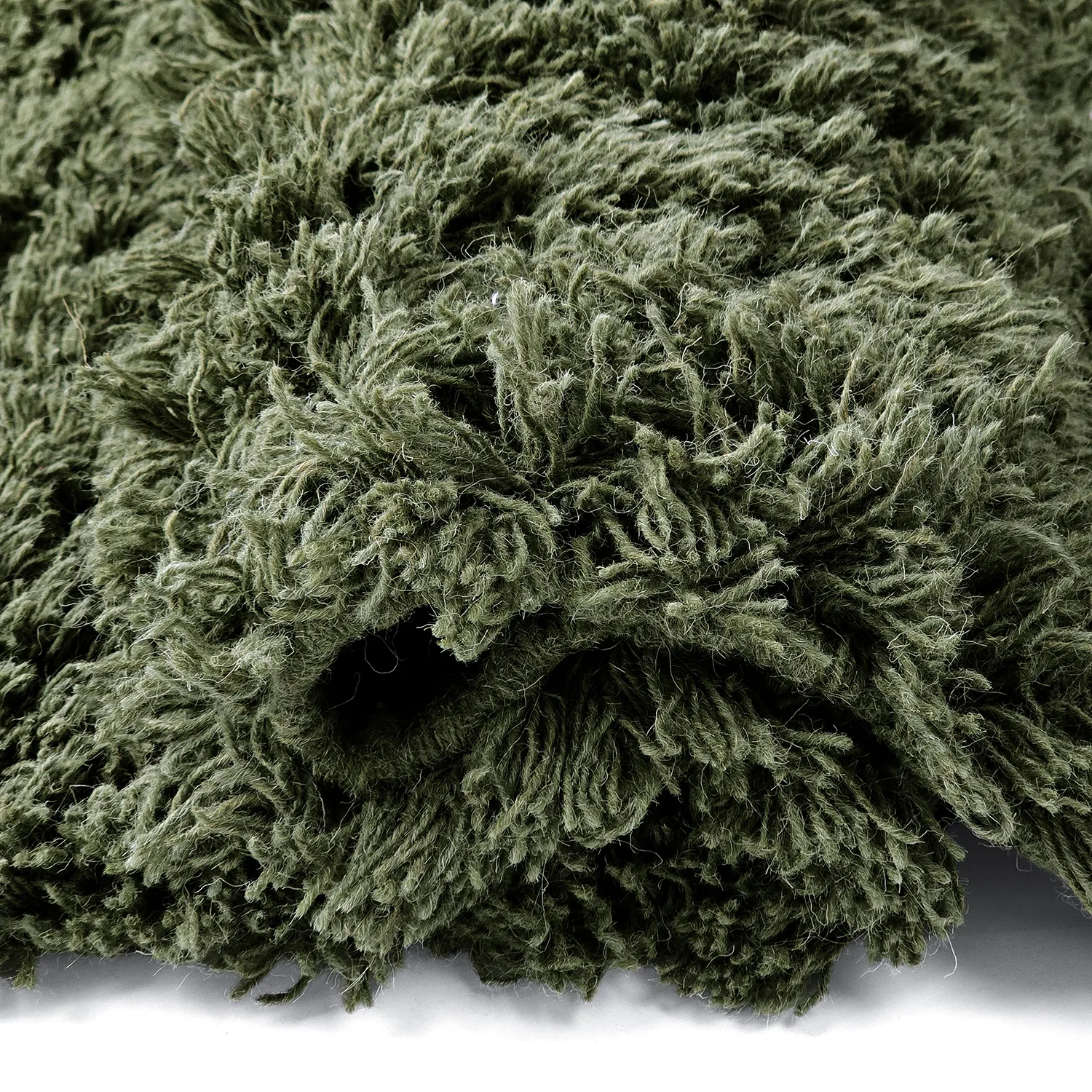 Hochflorteppiche - Fassale Hand Woven Wool Shaggy (moosgrün)
