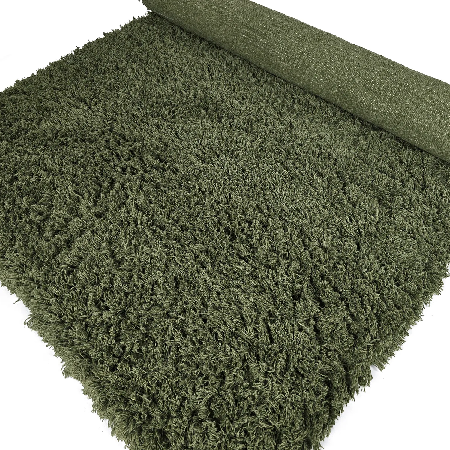 Hochflorteppiche - Fassale Hand Woven Wool Shaggy (moosgrün)