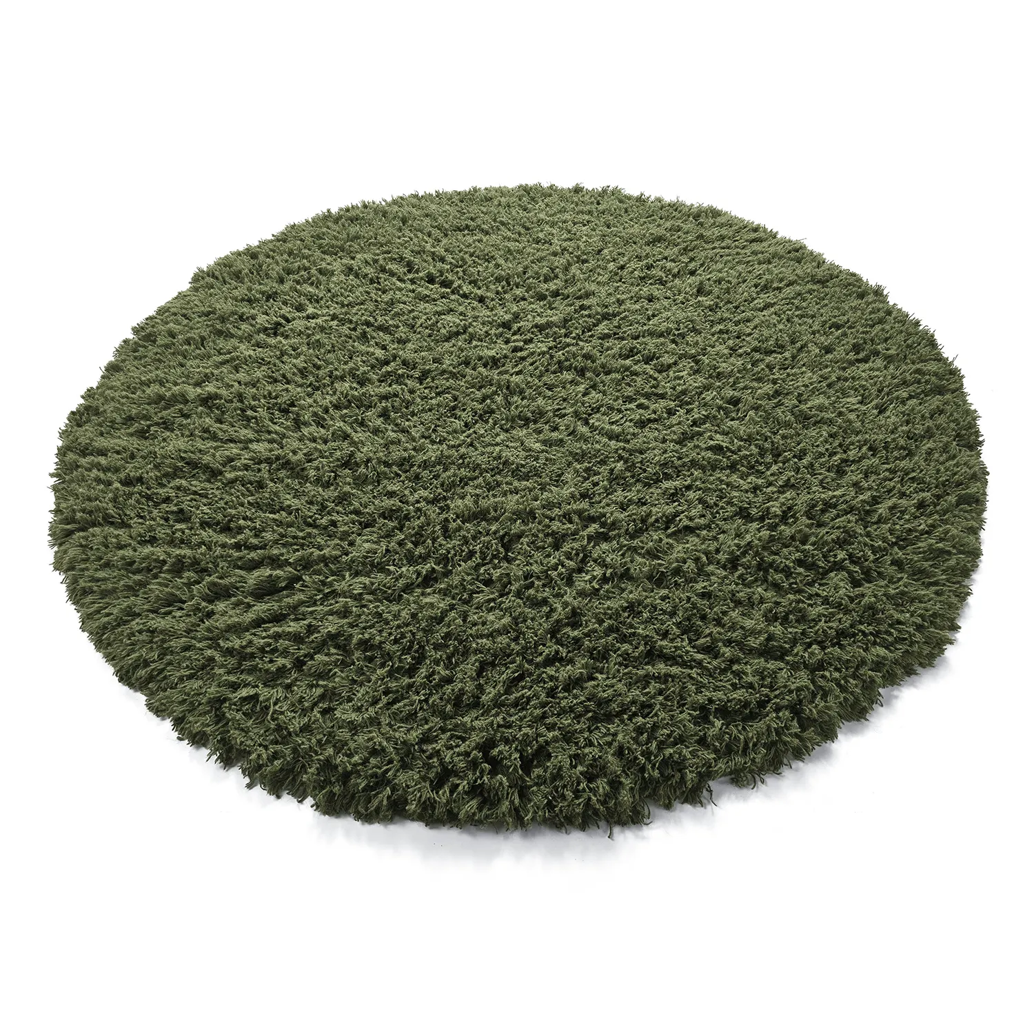 Rund Teppich - Fassale Hand Woven Wool Shaggy (moosgrün)