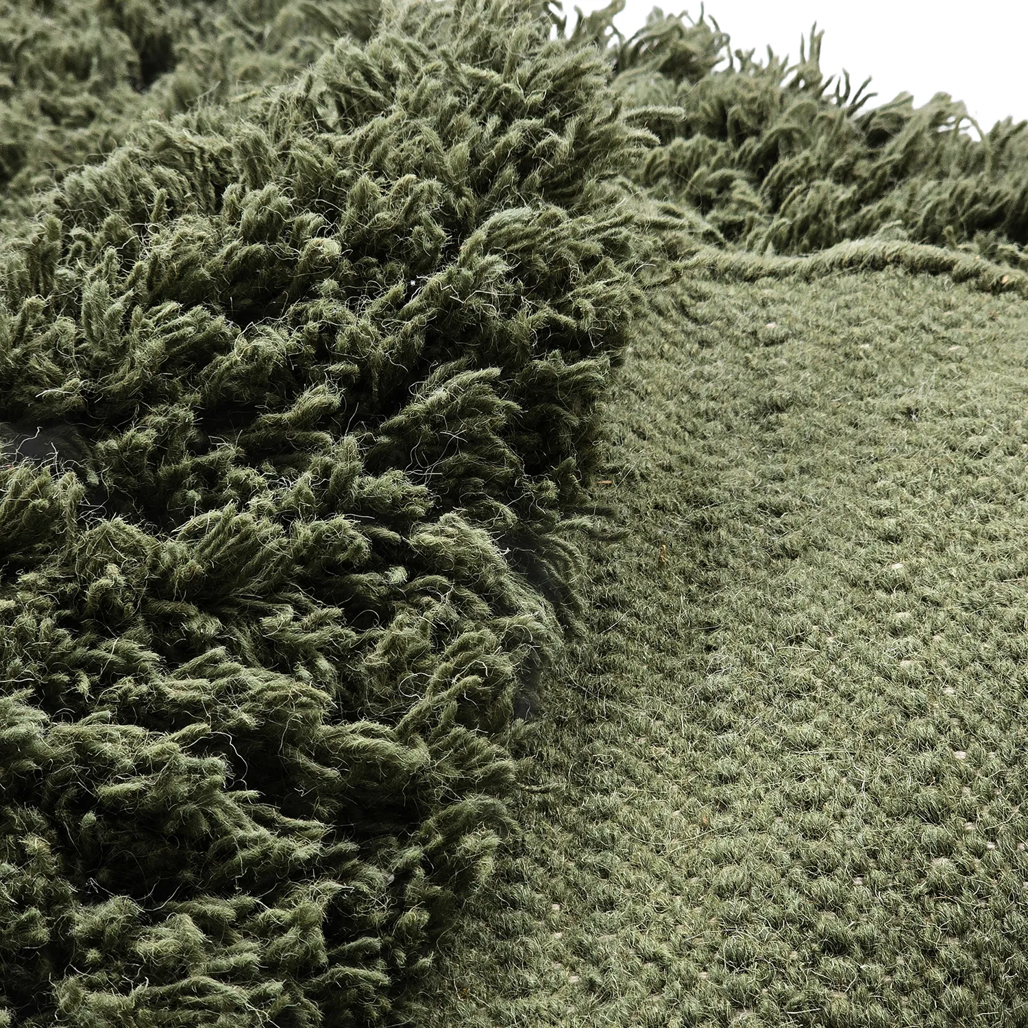 Rund Teppich - Fassale Hand Woven Wool Shaggy (moosgrün)