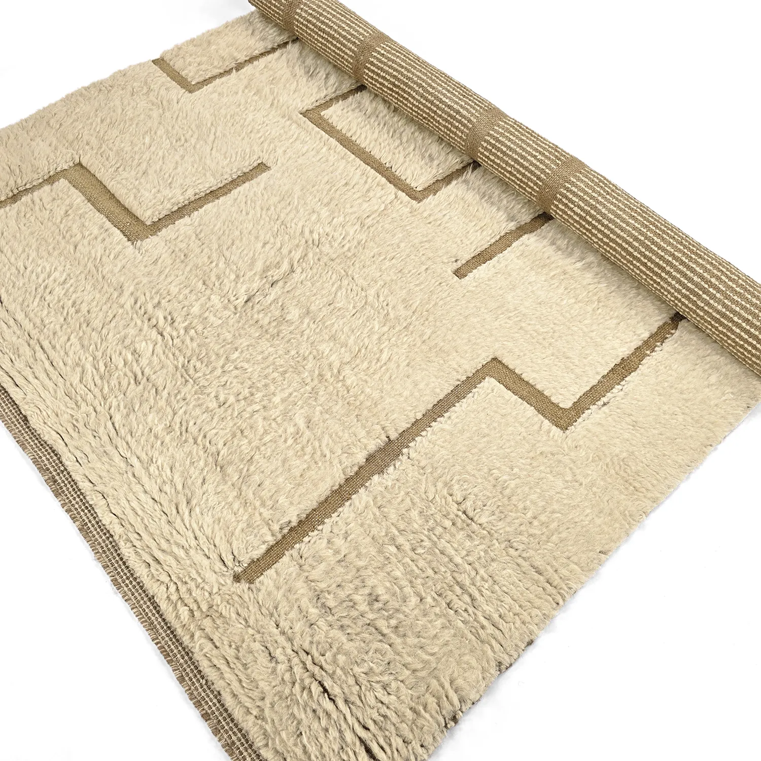 Hochflorteppiche - Kiberg Hand Woven Wool Shaggy (creme)