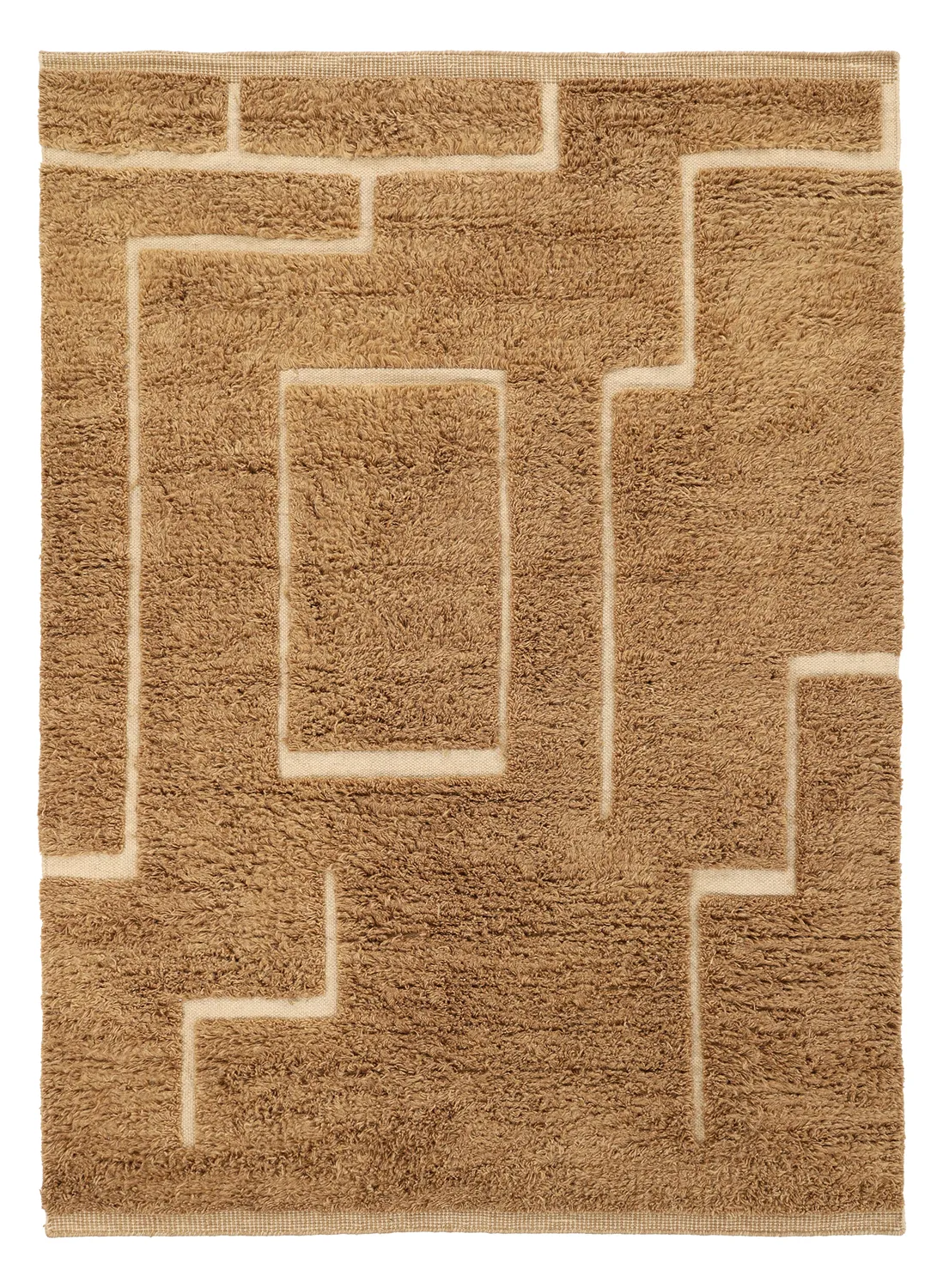 Hochflorteppiche - Kiberg Hand Woven Wool Shaggy (beige)