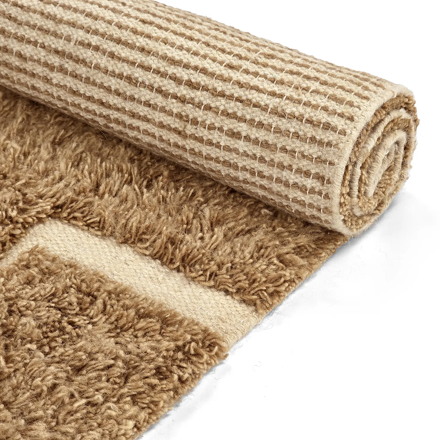 Hochflorteppiche - Kiberg Hand Woven Wool Shaggy (beige)