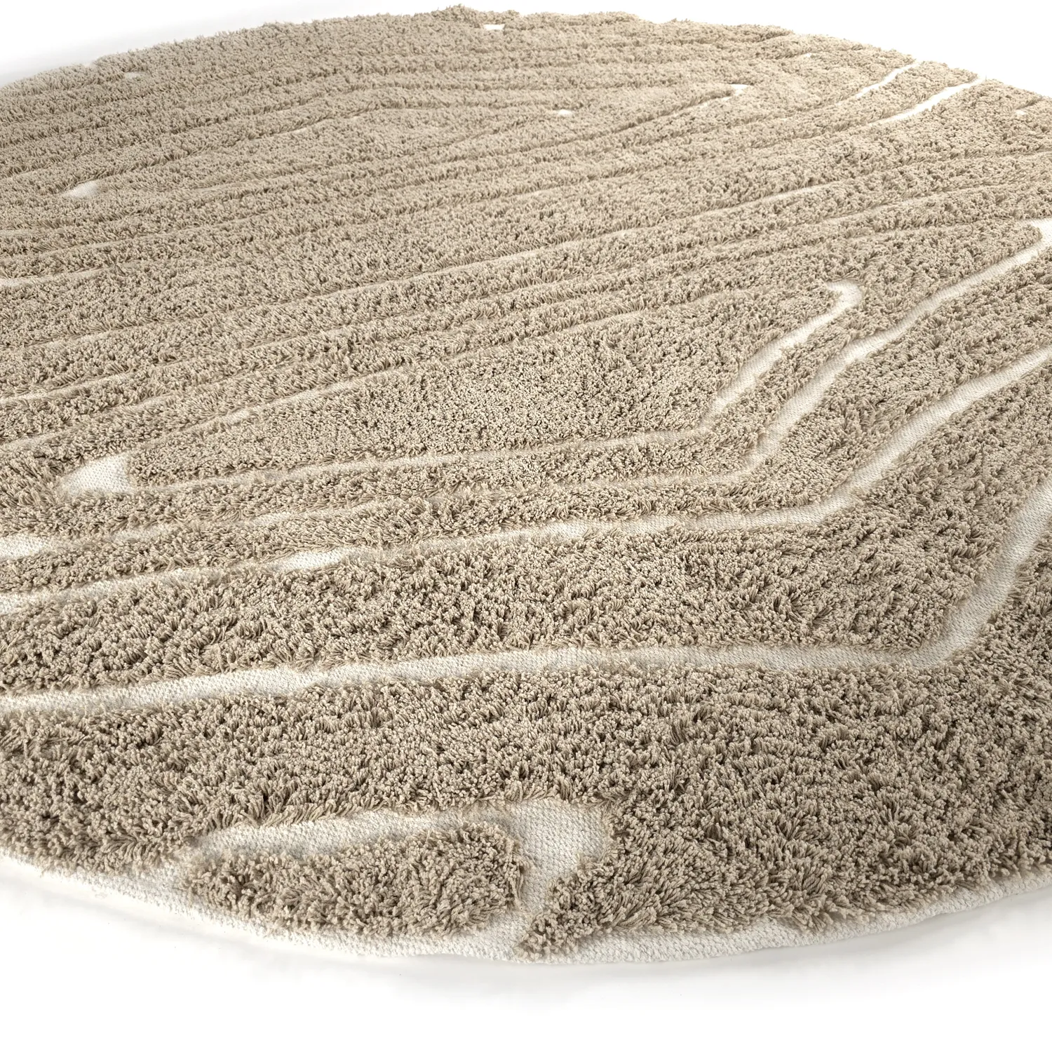 Runde Teppiche - Kindon Natural Cotton Shaggy (beige/weiß)